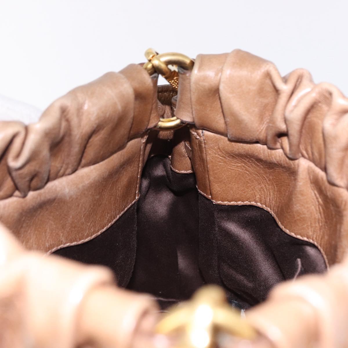 Miu Miu Hand Bag Leather 2way Brown Gold Tone Auth yk20653M