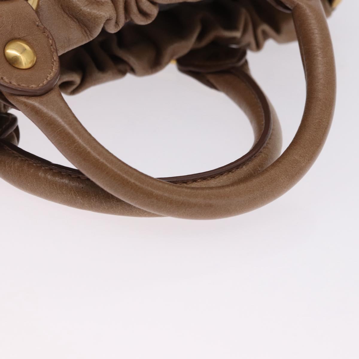 Miu Miu Hand Bag Leather 2way Brown Gold Tone Auth yk20653M
