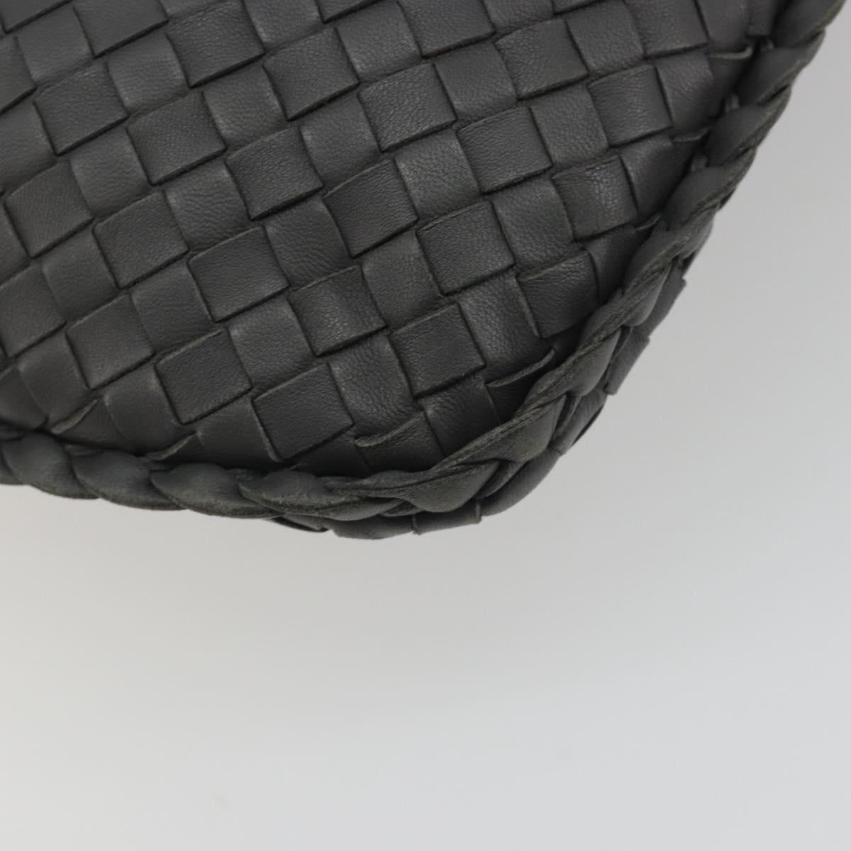 BOTTEGA VENETA INTRECCIATO Hobo Shoulder Bag Leather Gray Gold Auth yk20654A