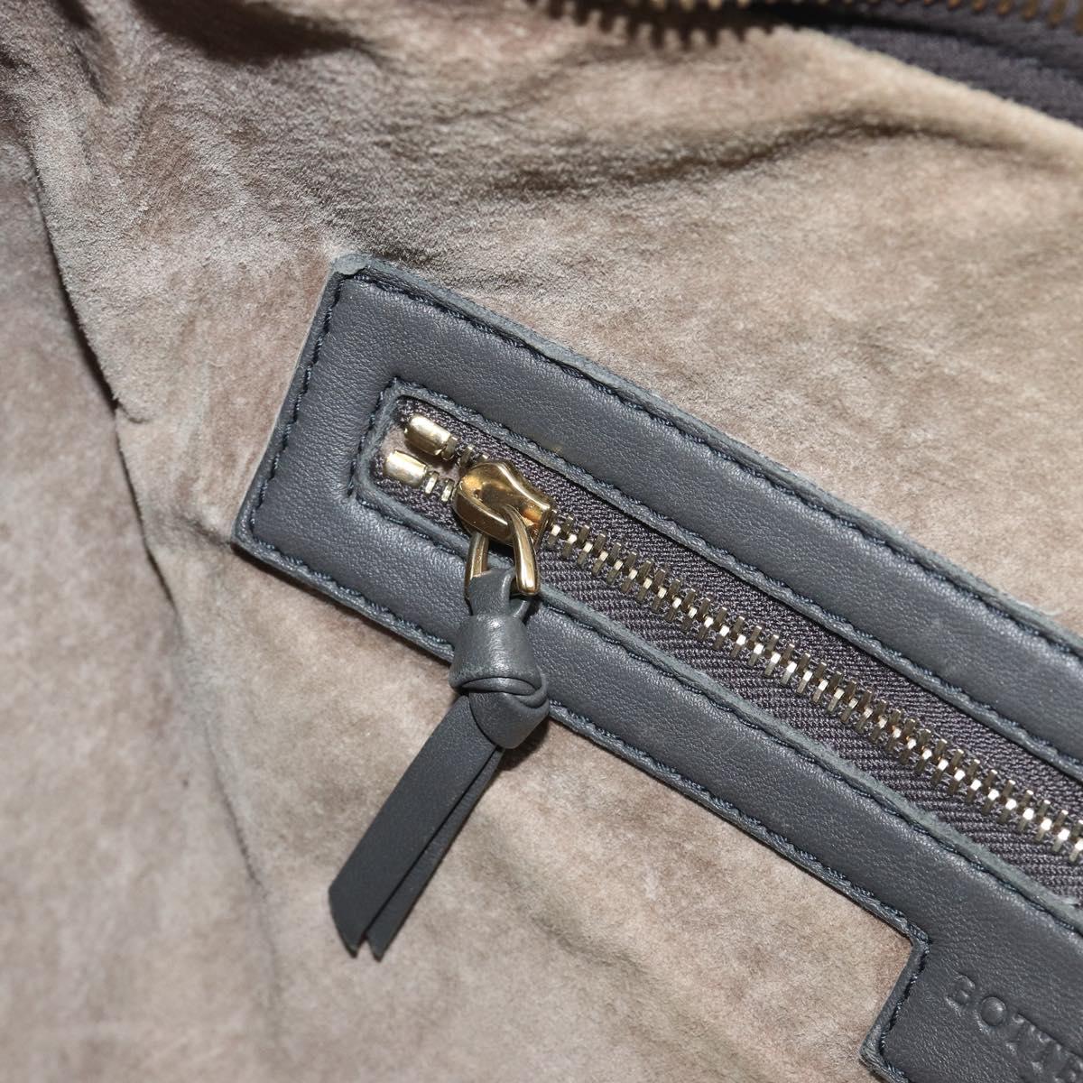 BOTTEGA VENETA INTRECCIATO Hobo Shoulder Bag Leather Gray Gold Auth yk20654A