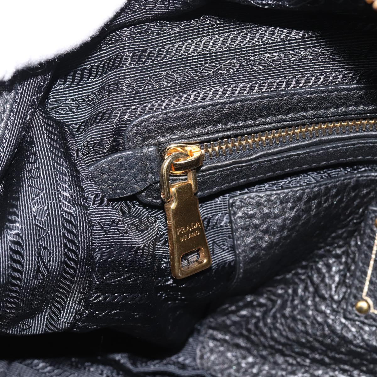 PRADA Hand Bag Leather Black Gold Tone Auth yk20656SAM