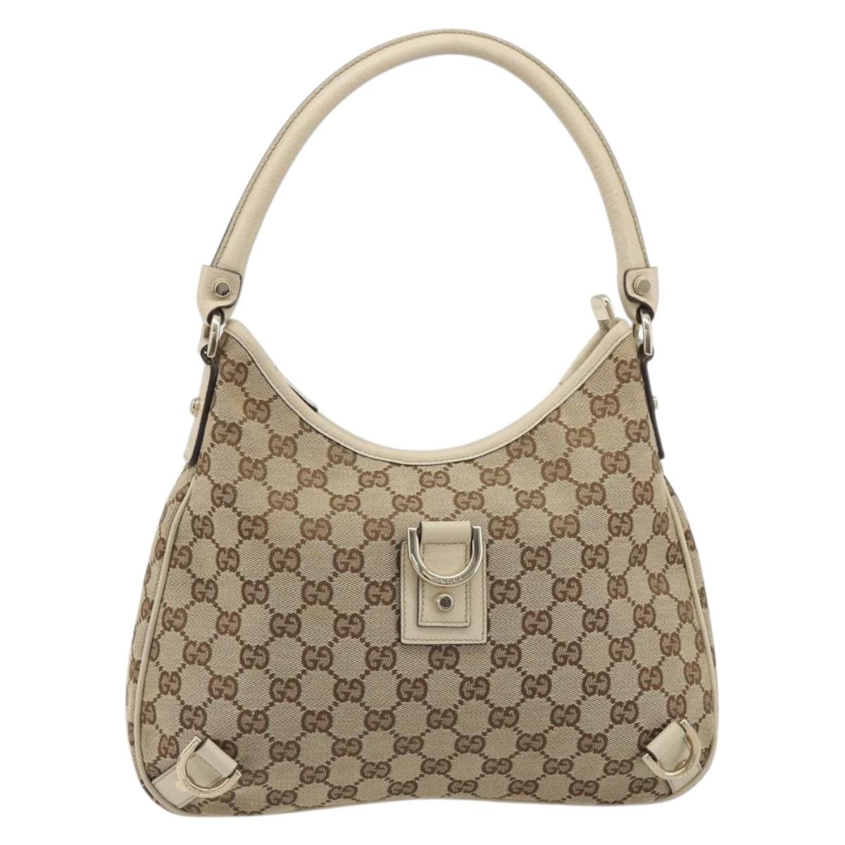 GUCCI GG Canvas Abbey Shoulder Bag Beige Gold Tone 130738 Auth yk20657SAV