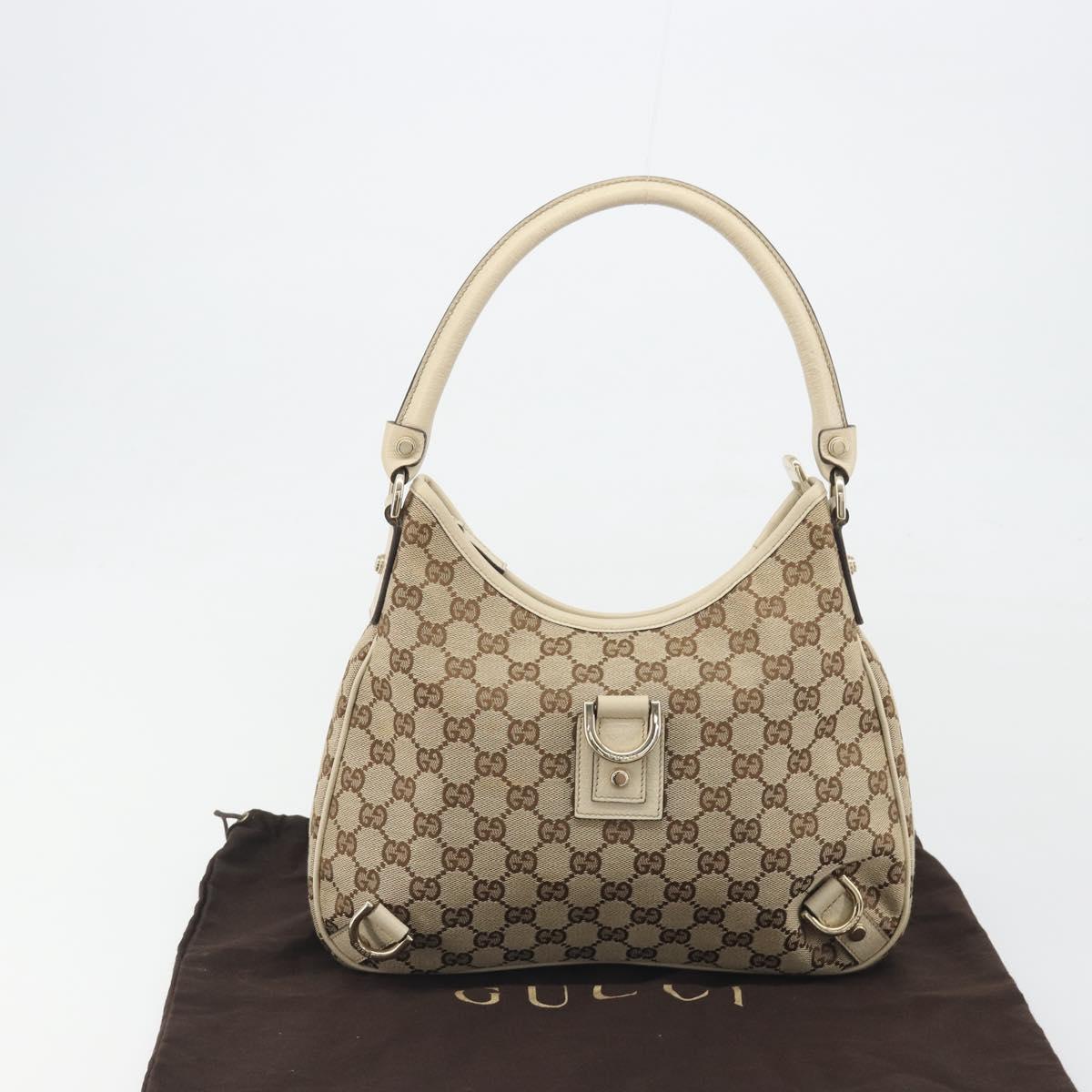 GUCCI GG Canvas Abbey Shoulder Bag Beige Gold Tone 130738 Auth yk20657SAV