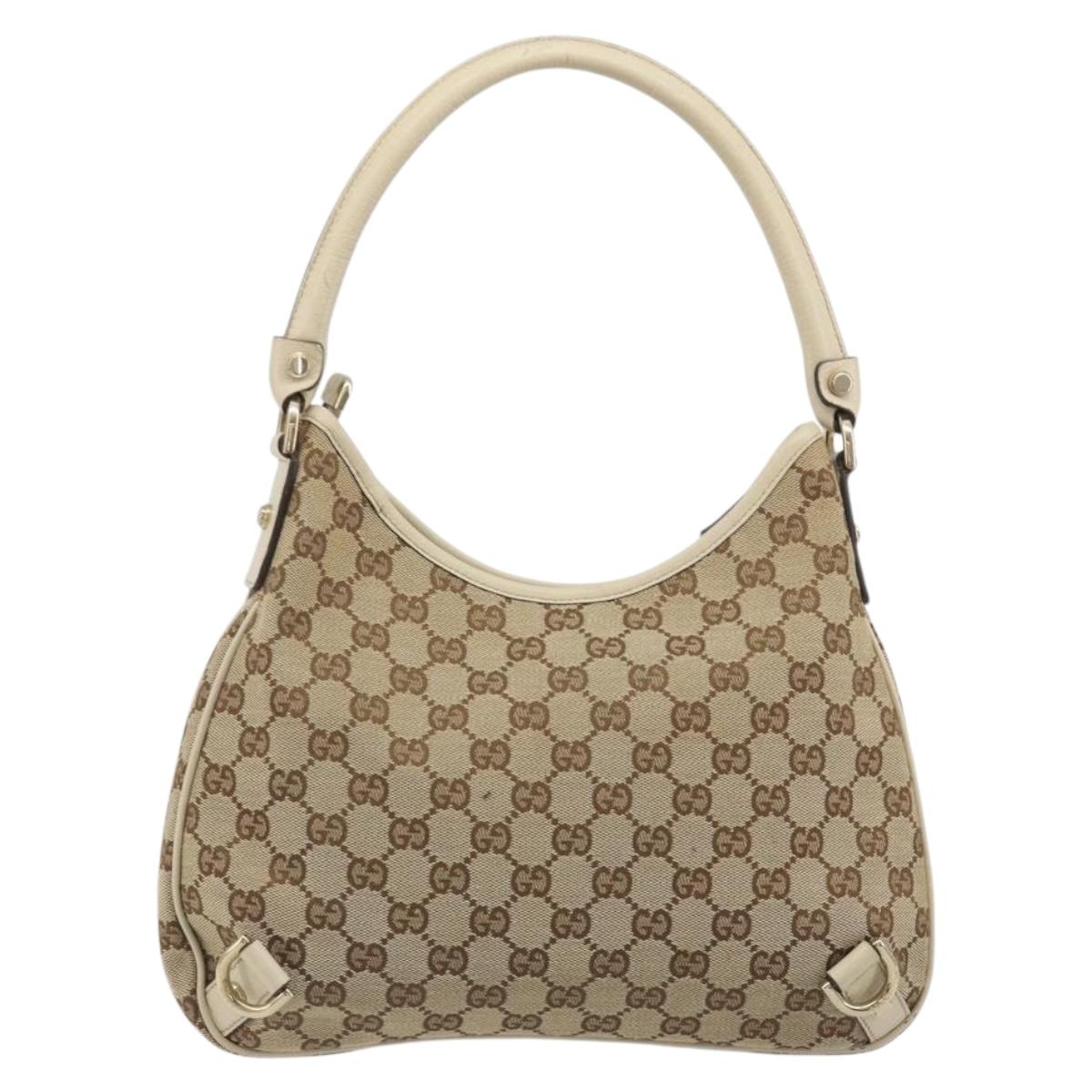 GUCCI GG Canvas Abbey Shoulder Bag Beige Gold Tone 130738 Auth yk20657SAV