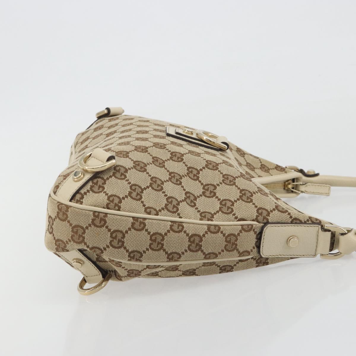 GUCCI GG Canvas Abbey Shoulder Bag Beige Gold Tone 130738 Auth yk20657SAV