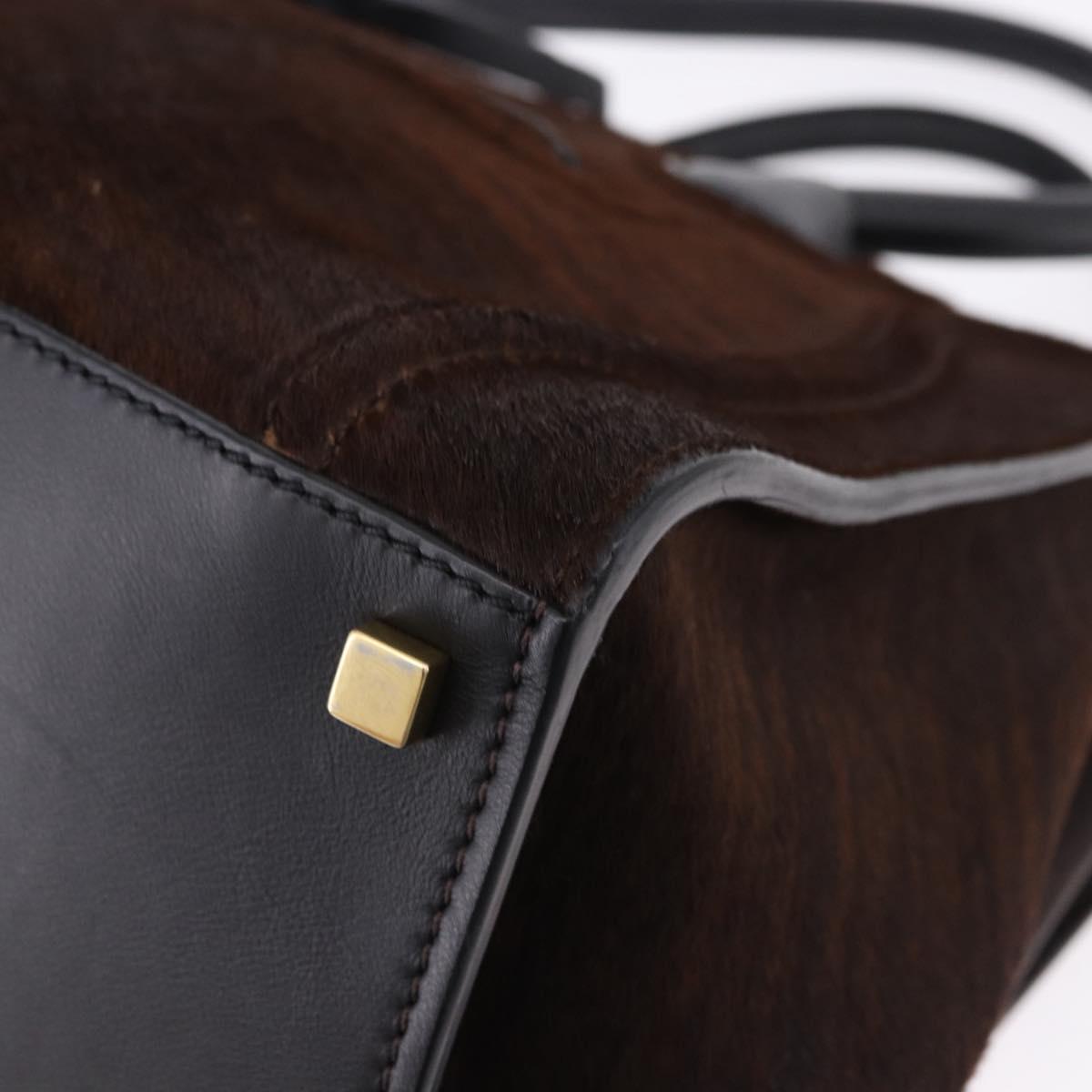 CELINE Luggage Phantom Hand Bag Harako leather Brown Black Auth yk20659SAM