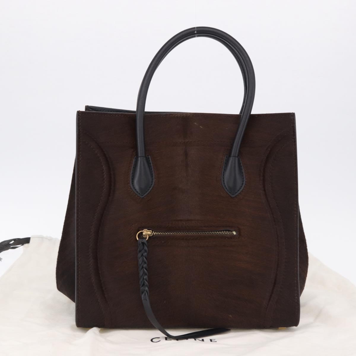 CELINE Luggage Phantom Hand Bag Harako leather Brown Black Auth yk20659SAM