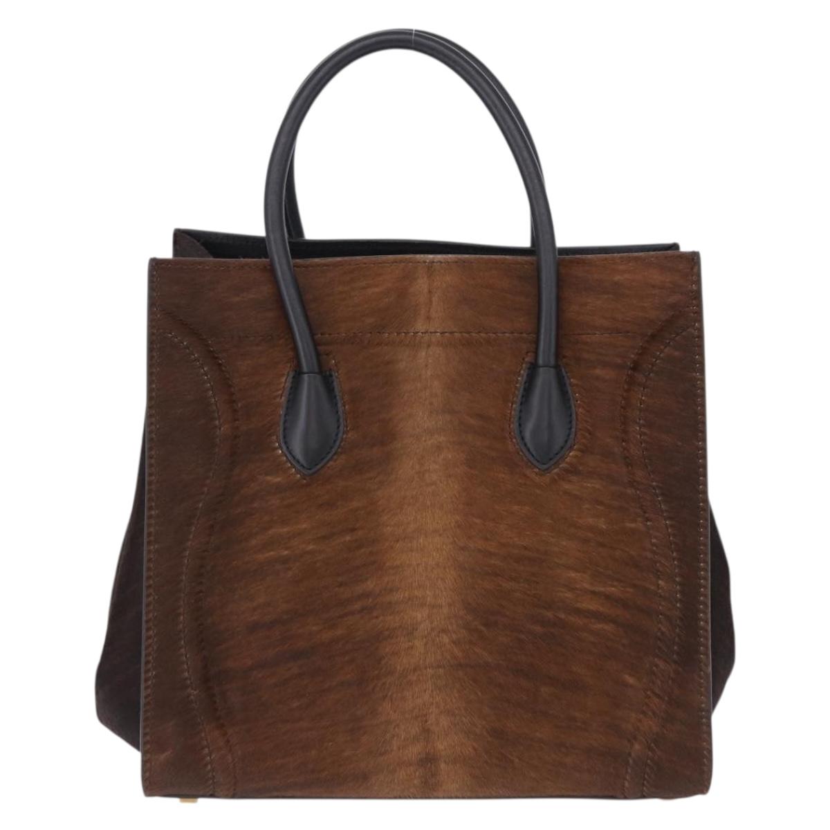 CELINE Luggage Phantom Hand Bag Harako leather Brown Black Auth yk20659SAM