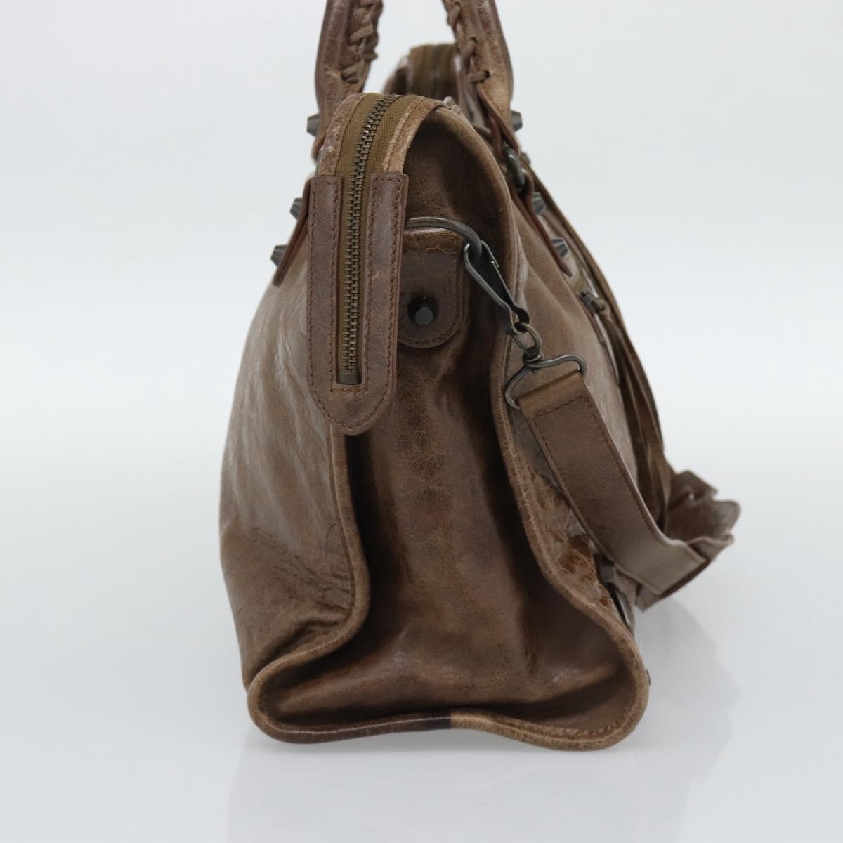 BALENCIAGA The City Hand Bag Leather 2way Brown 115748 Auth yk20660SAM