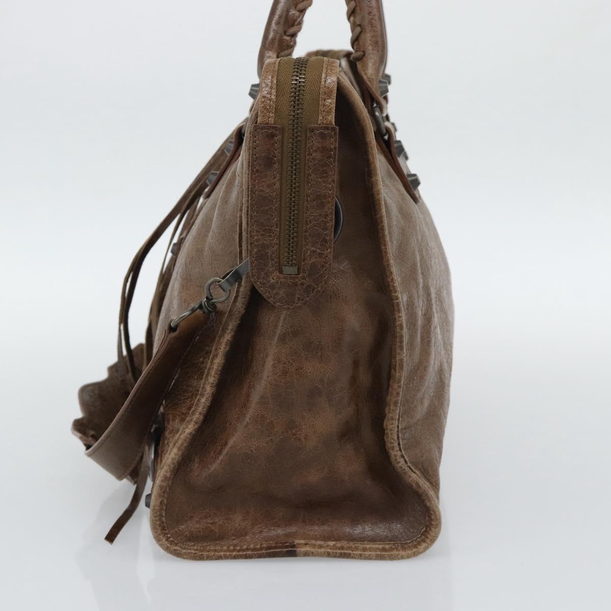 BALENCIAGA The City Hand Bag Leather 2way Brown 115748 Auth yk20660SAM