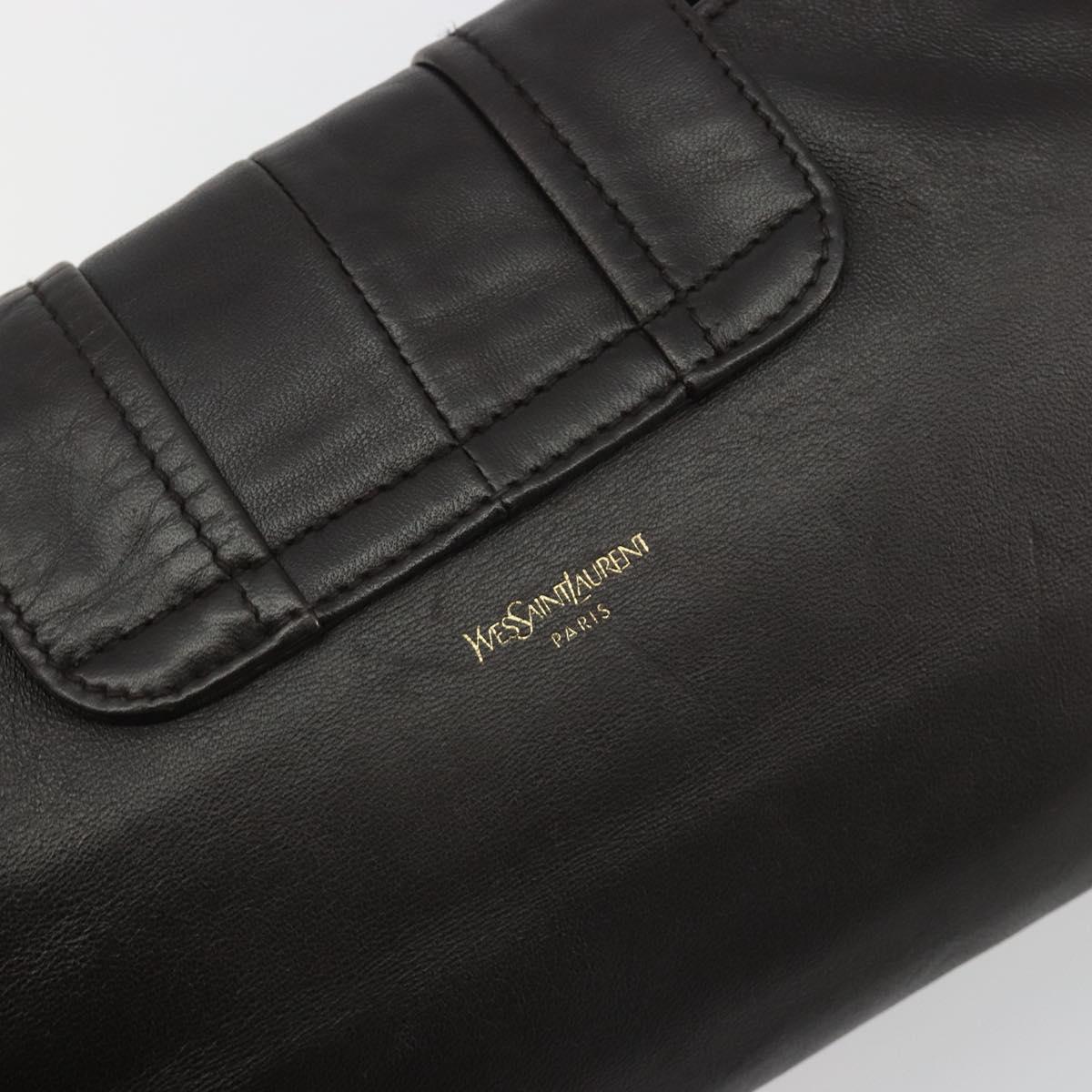 SAINT LAURENT Chain Shoulder Bag Leather Brown Gold Tone 138957 Auth yk20663SAM