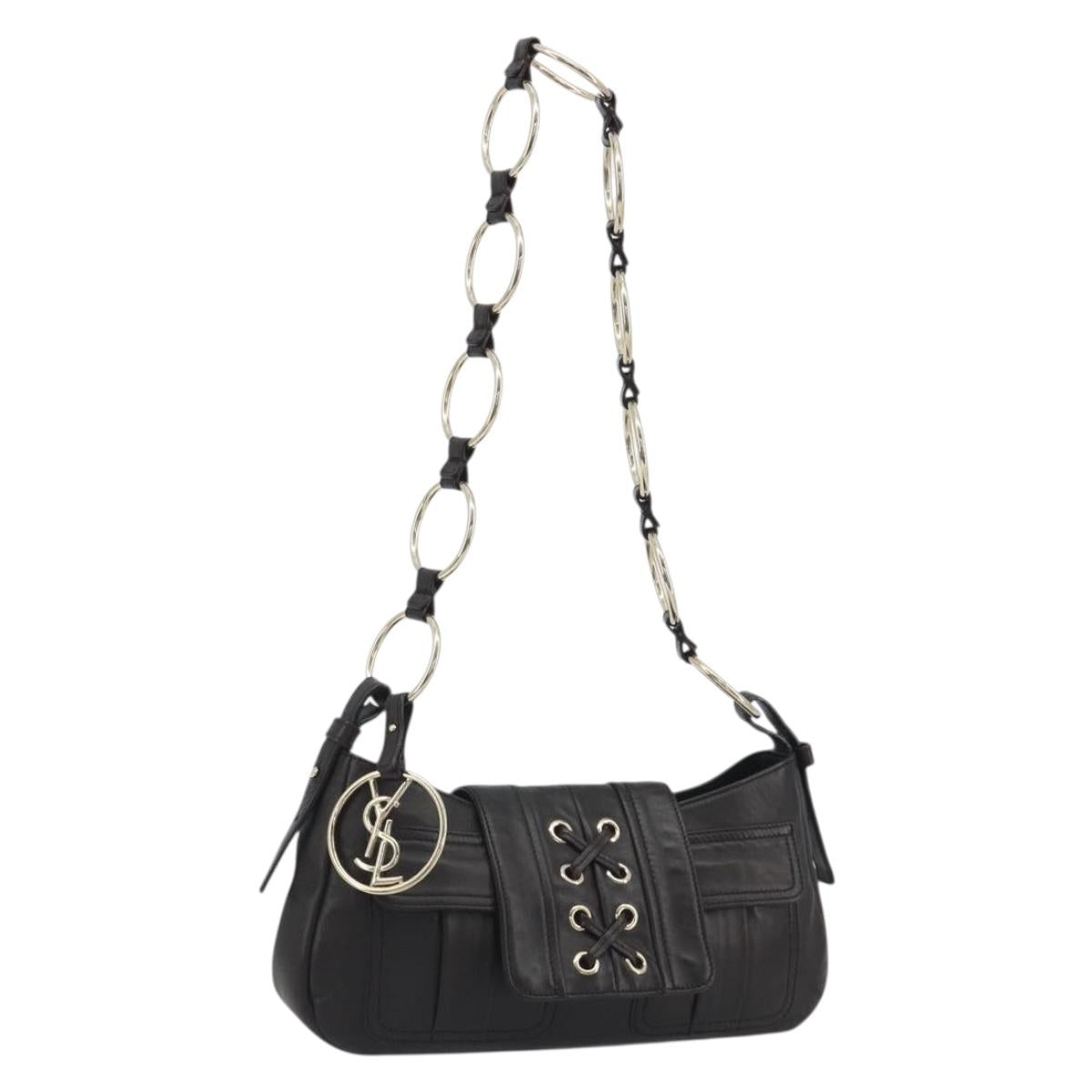 SAINT LAURENT Chain Shoulder Bag Leather Brown Gold Tone 138957 Auth yk20663SAM