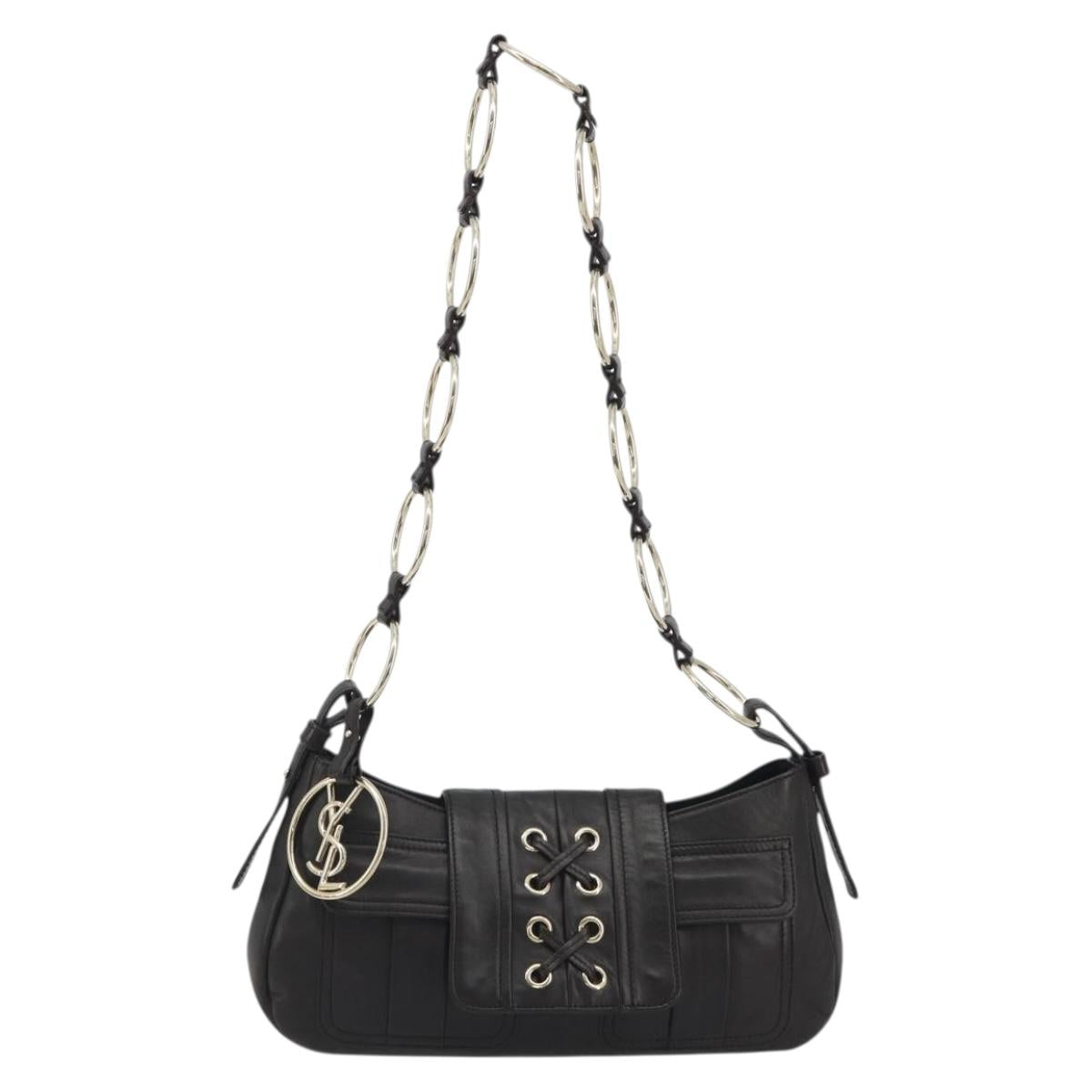 SAINT LAURENT Chain Shoulder Bag Leather Brown Gold Tone 138957 Auth yk20663SAM