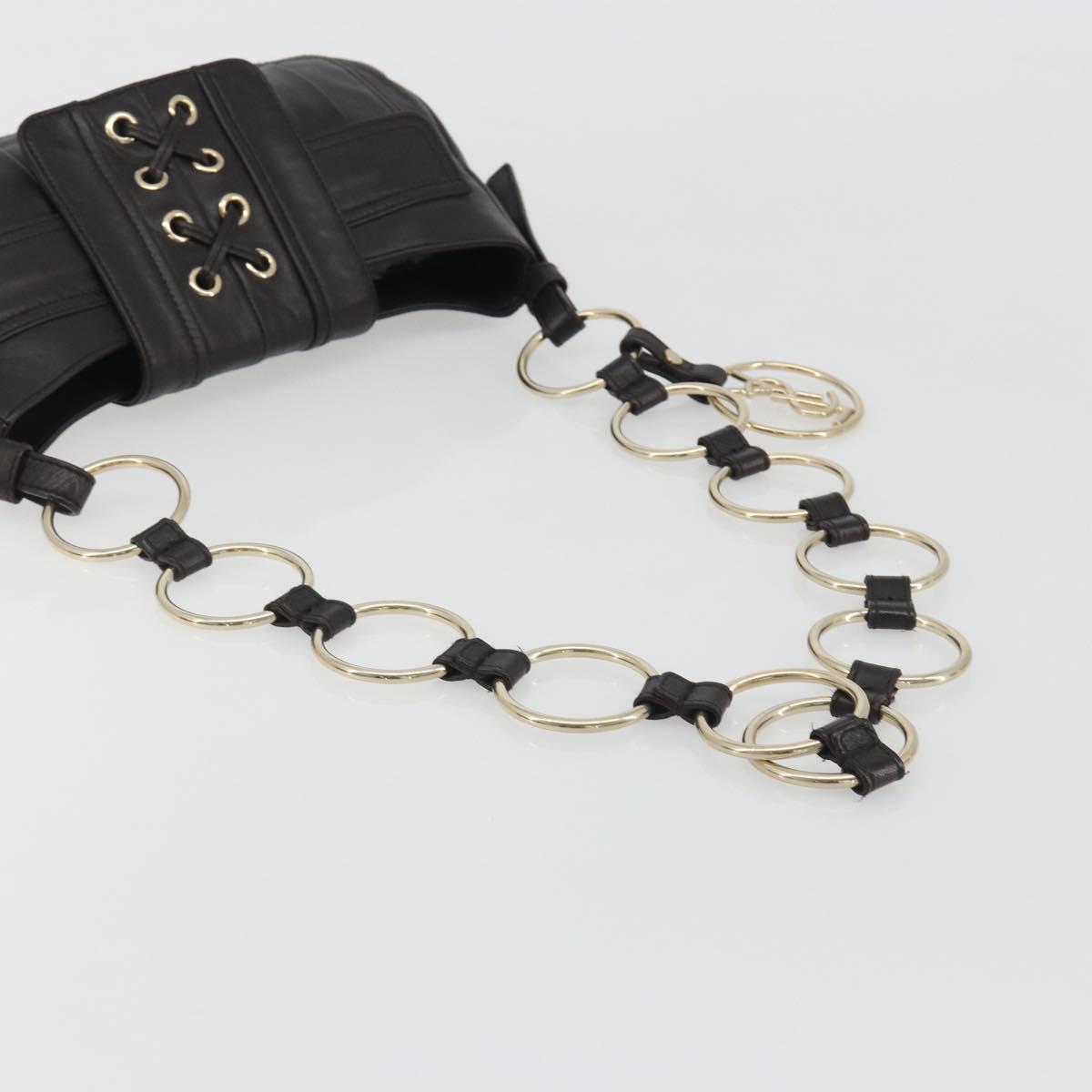SAINT LAURENT Chain Shoulder Bag Leather Brown Gold Tone 138957 Auth yk20663SAM