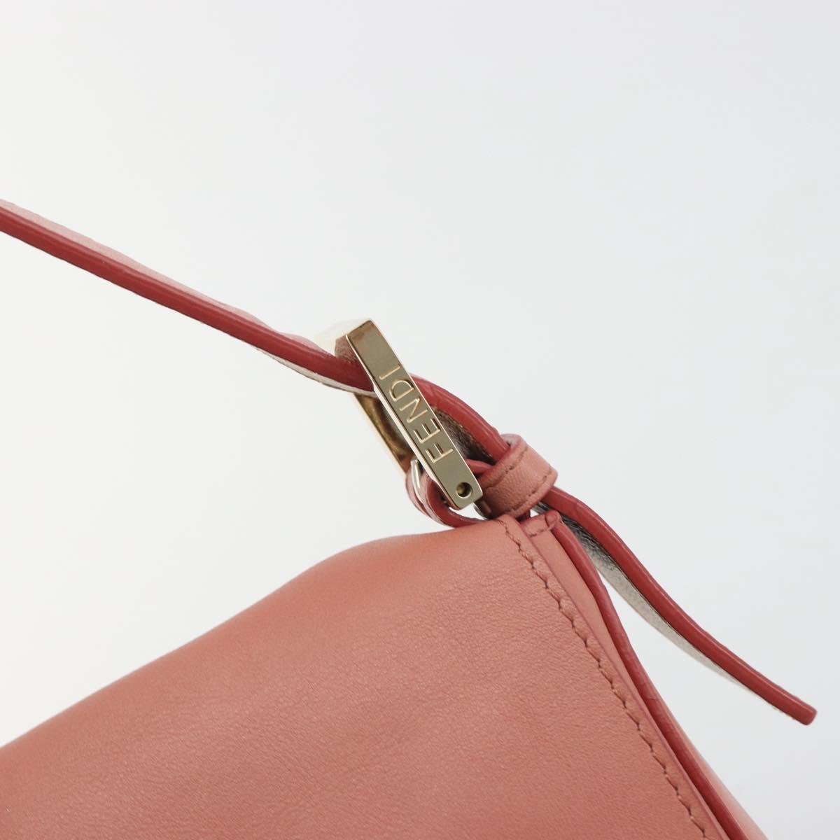 FENDI Studs Mamma Baguette Shoulder Bag Leather Pink Gold Tone Auth yk20664SAM