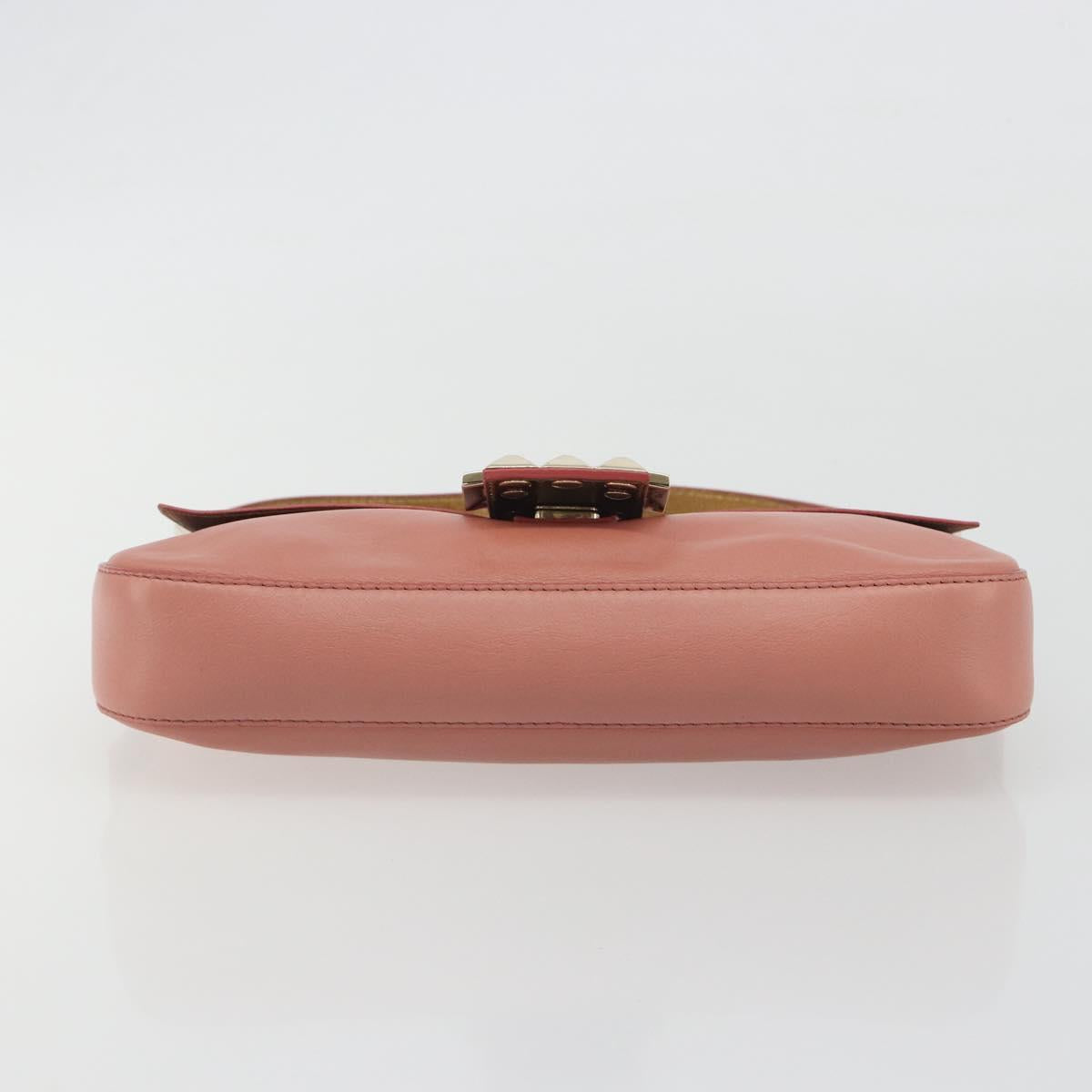 FENDI Studs Mamma Baguette Shoulder Bag Leather Pink Gold Tone Auth yk20664SAM