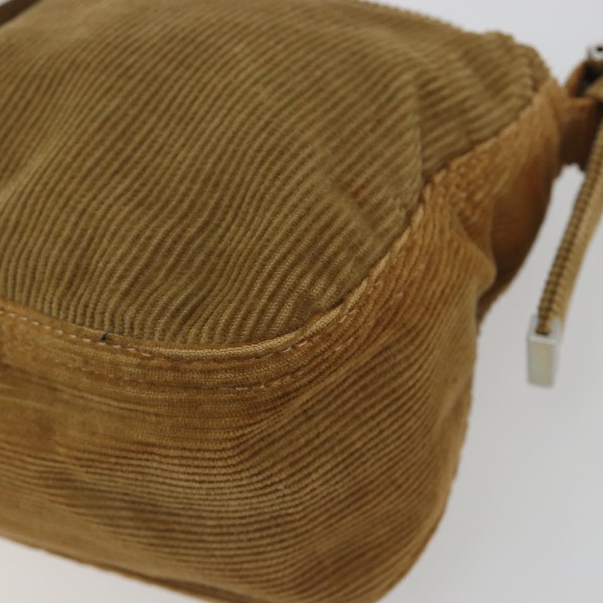 FENDI Mamma Baguette Shoulder Bag Corduroy Brown Silver Auth yk20667V