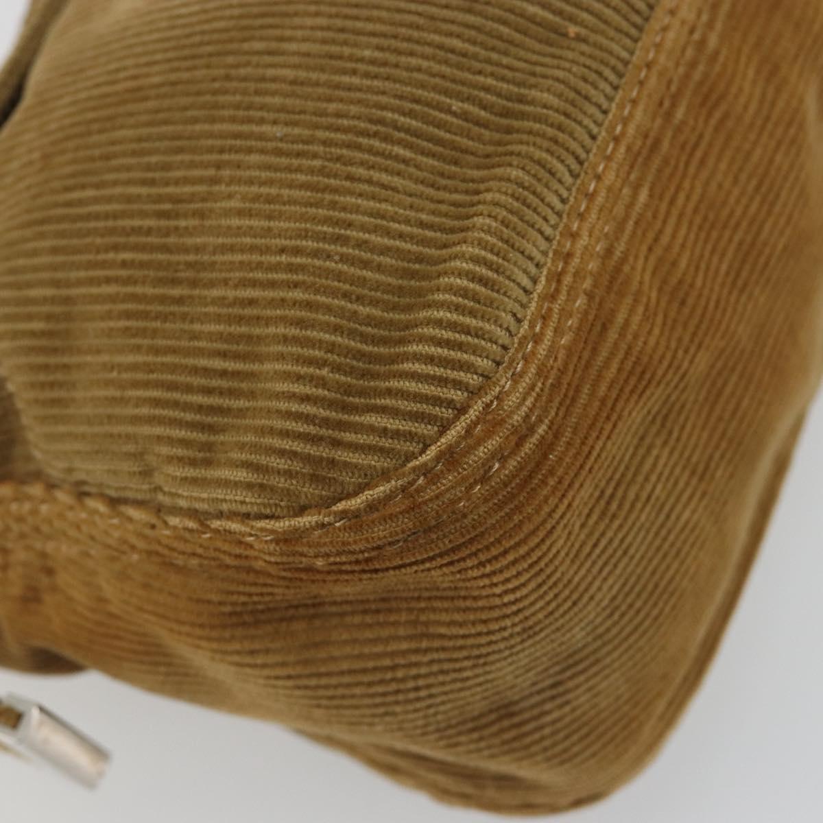 FENDI Mamma Baguette Shoulder Bag Corduroy Brown Silver Auth yk20667V
