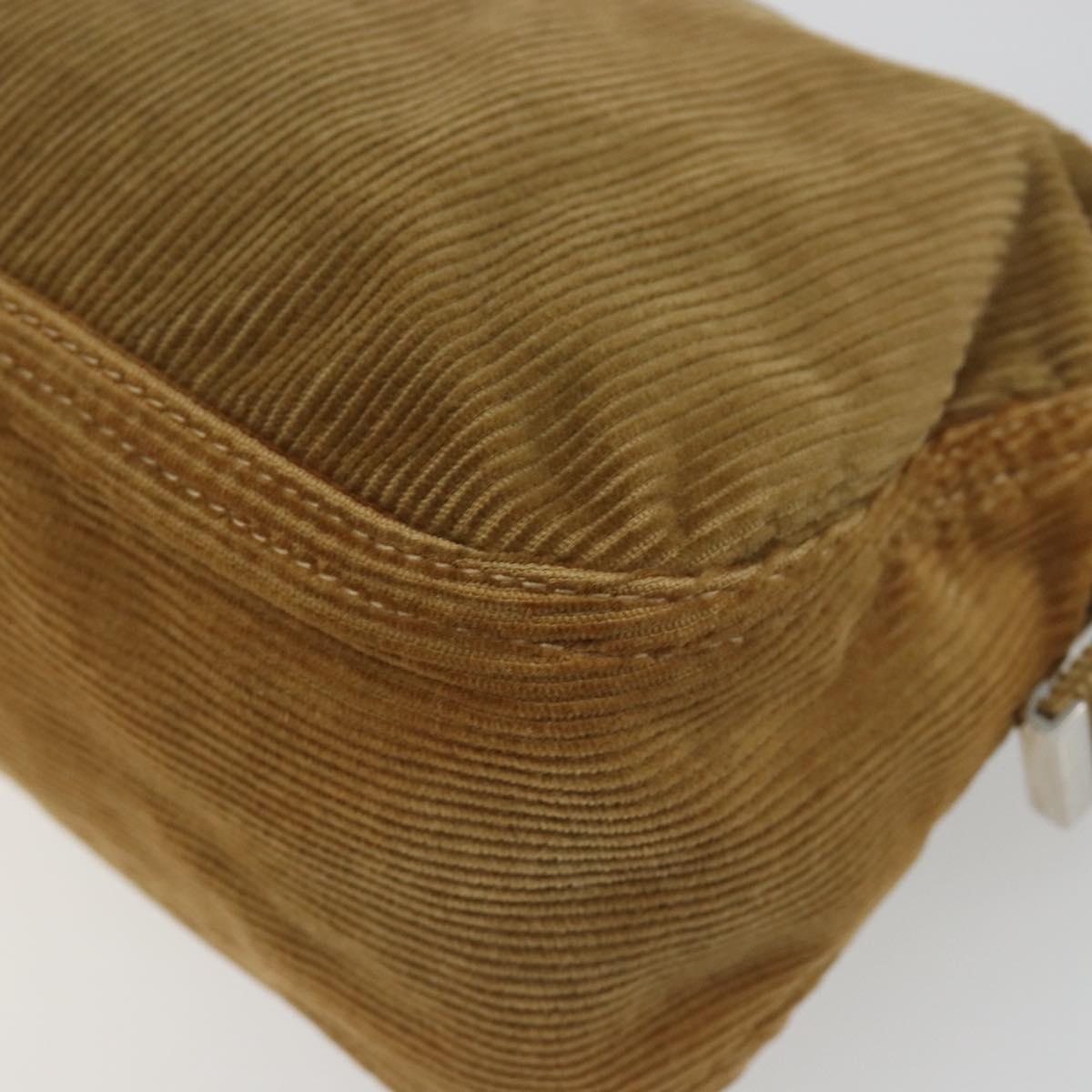 FENDI Mamma Baguette Shoulder Bag Corduroy Brown Silver Auth yk20667V