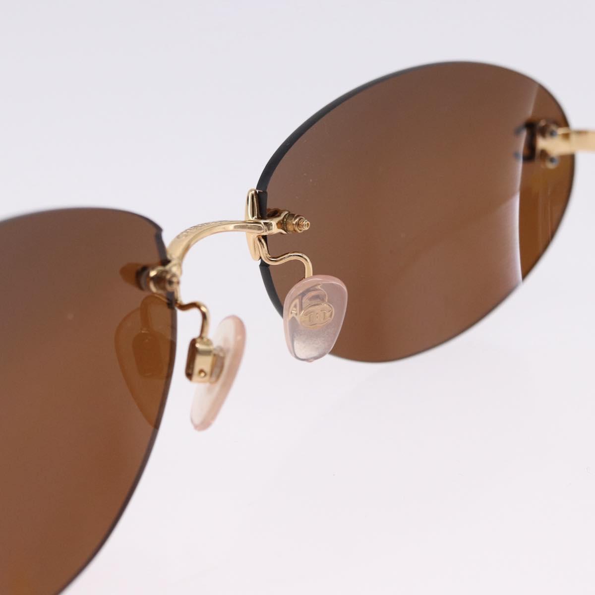 CHANEL Sunglasses Metal Brown Gold Tone CC Auth yk20670M