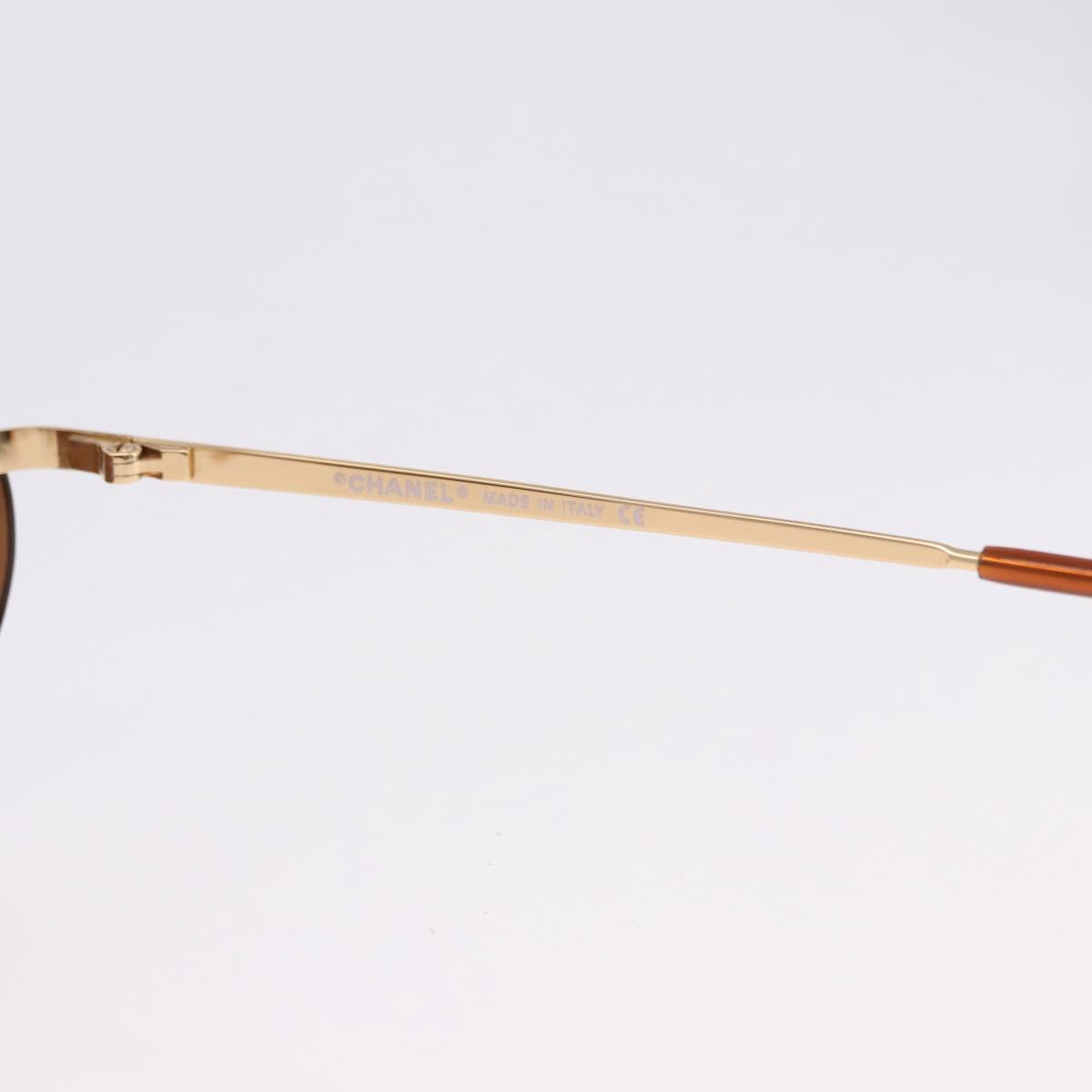 CHANEL Sunglasses Metal Brown Gold Tone CC Auth yk20670M
