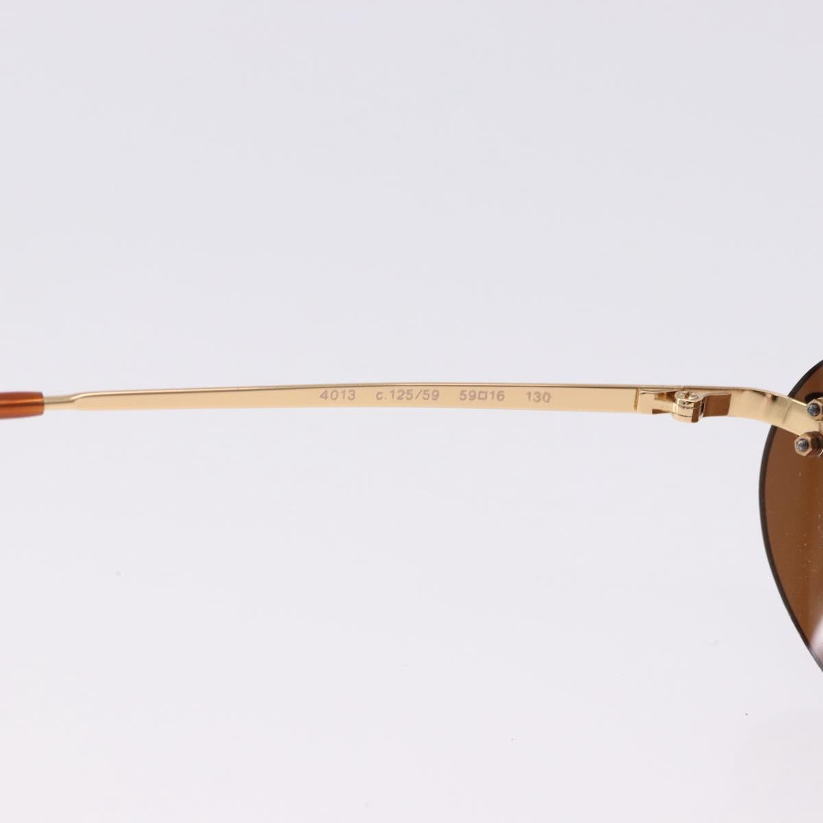 CHANEL Sunglasses Metal Brown Gold Tone CC Auth yk20670M