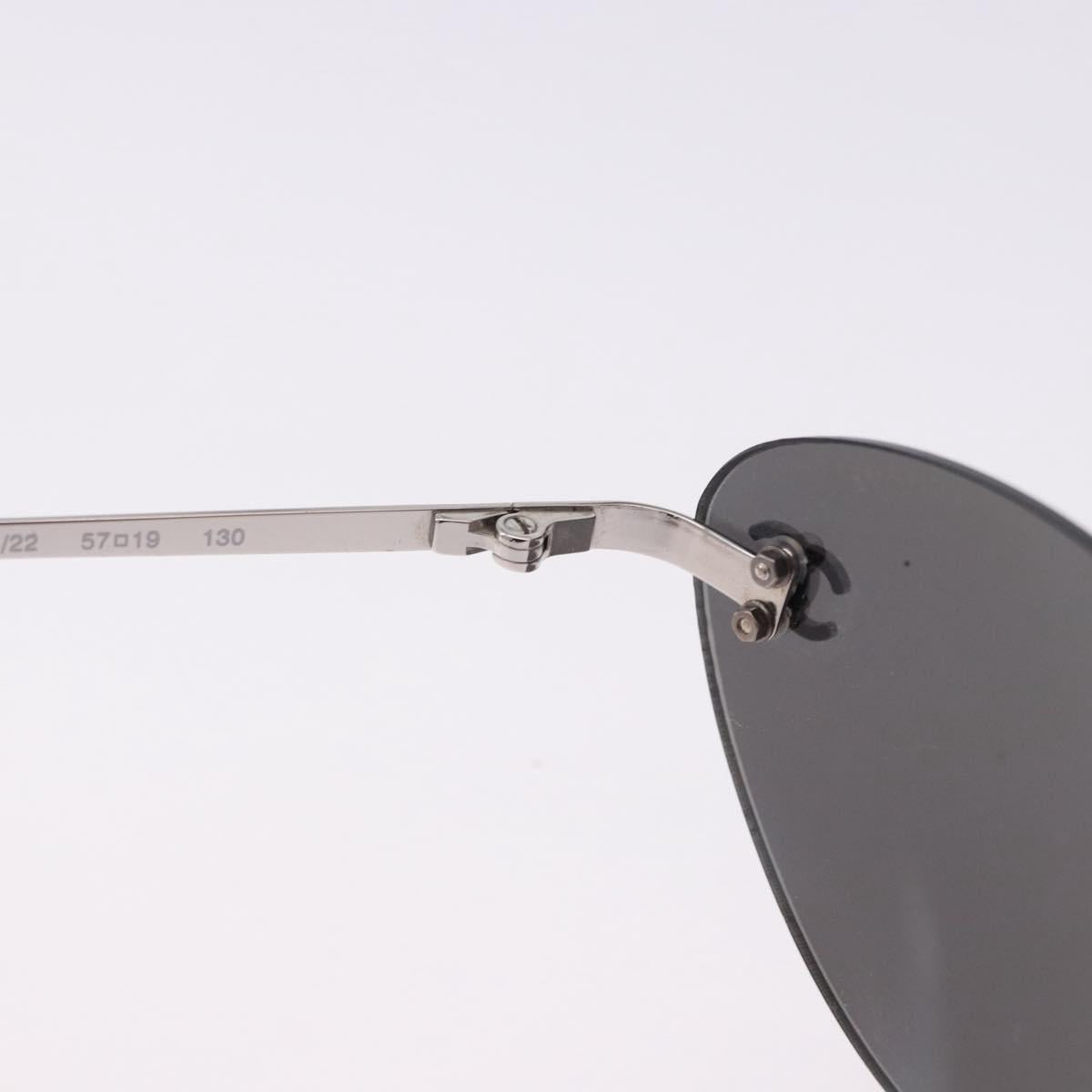 CHANEL Sunglasses Metal Silver CC Auth yk20671