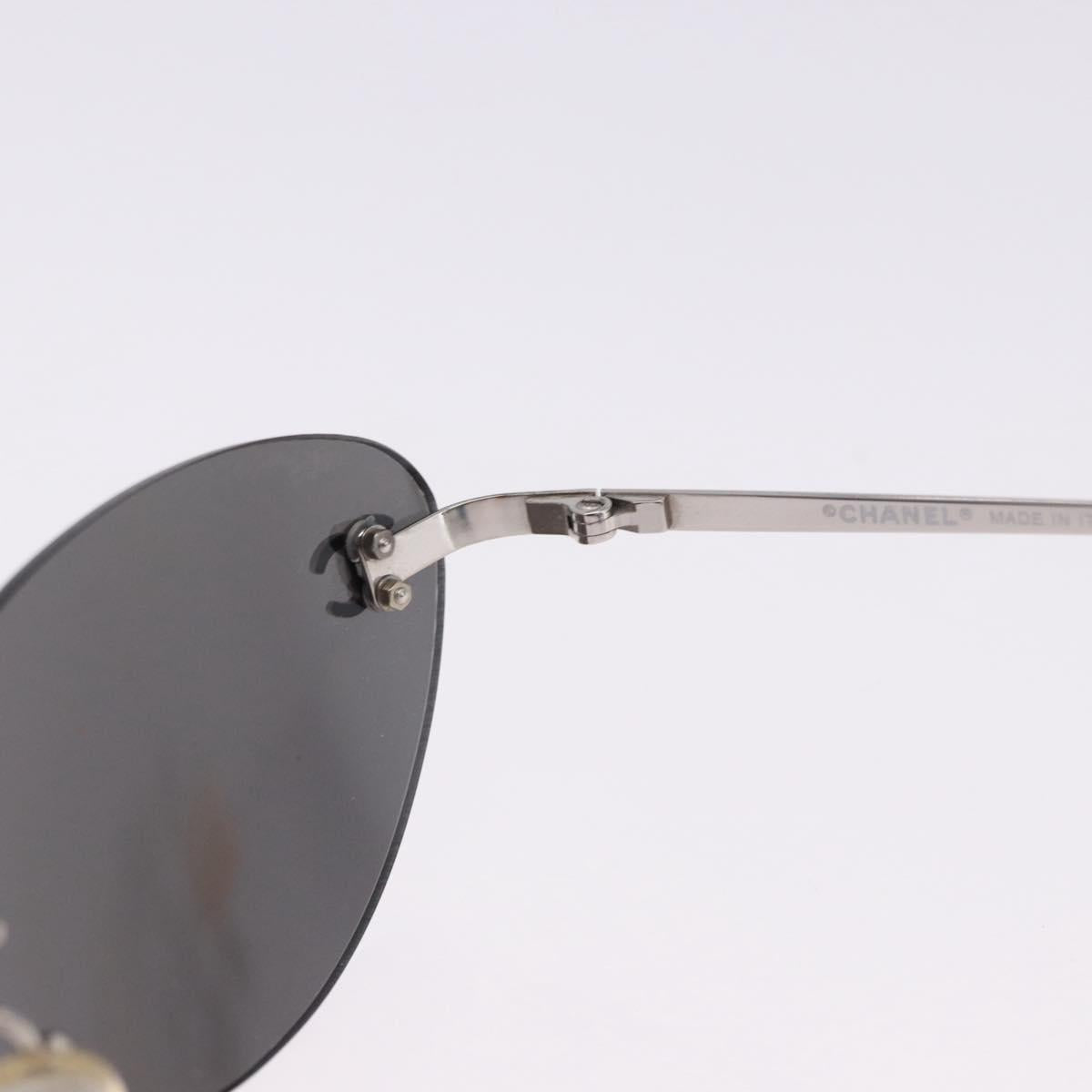CHANEL Sunglasses Metal Silver CC Auth yk20671