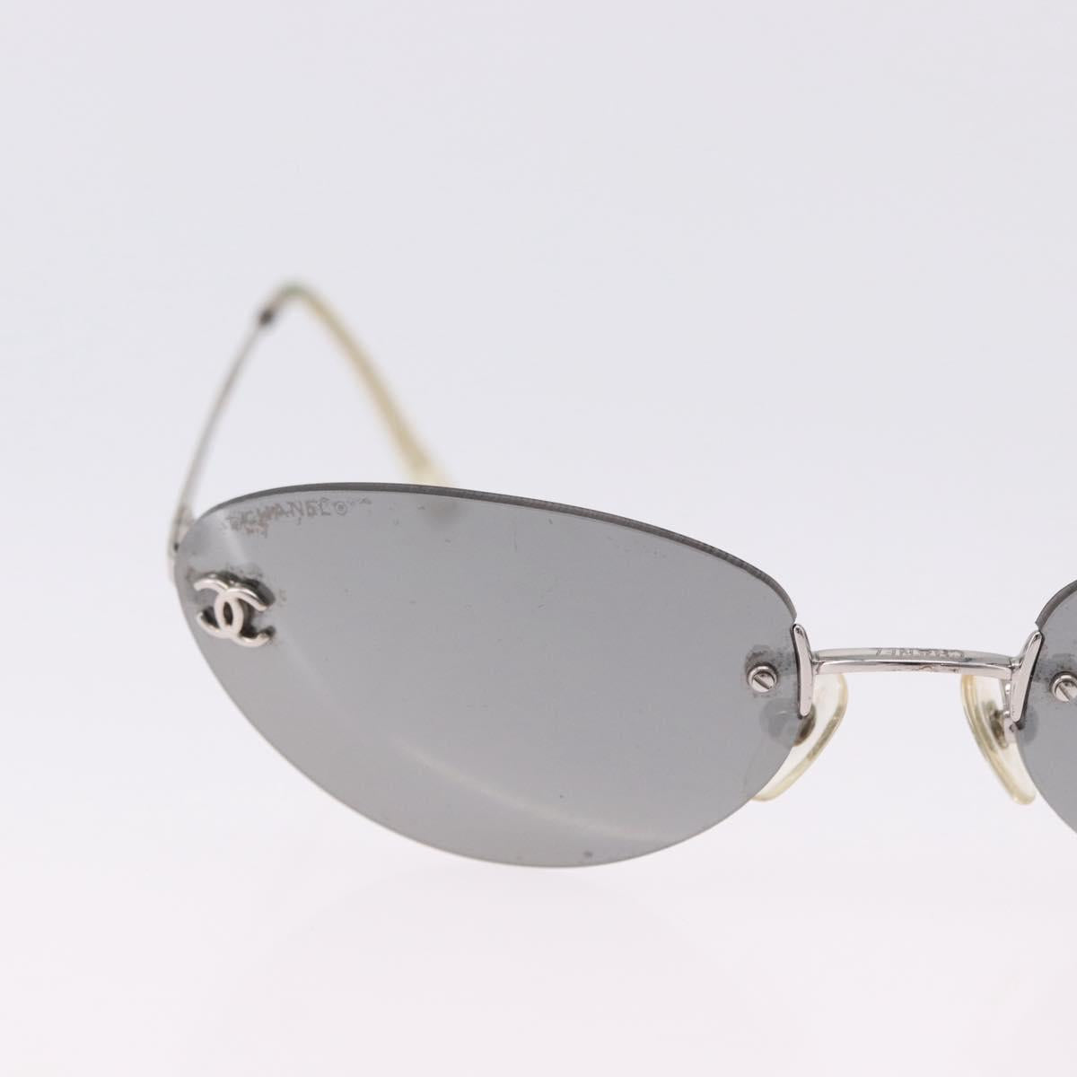 CHANEL Sunglasses Metal Silver CC Auth yk20671