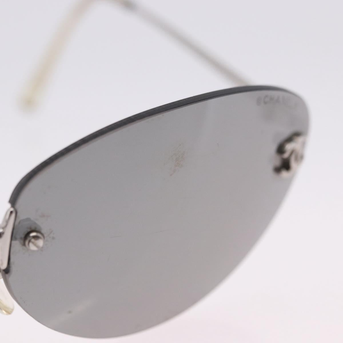 CHANEL Sunglasses Metal Silver CC Auth yk20671