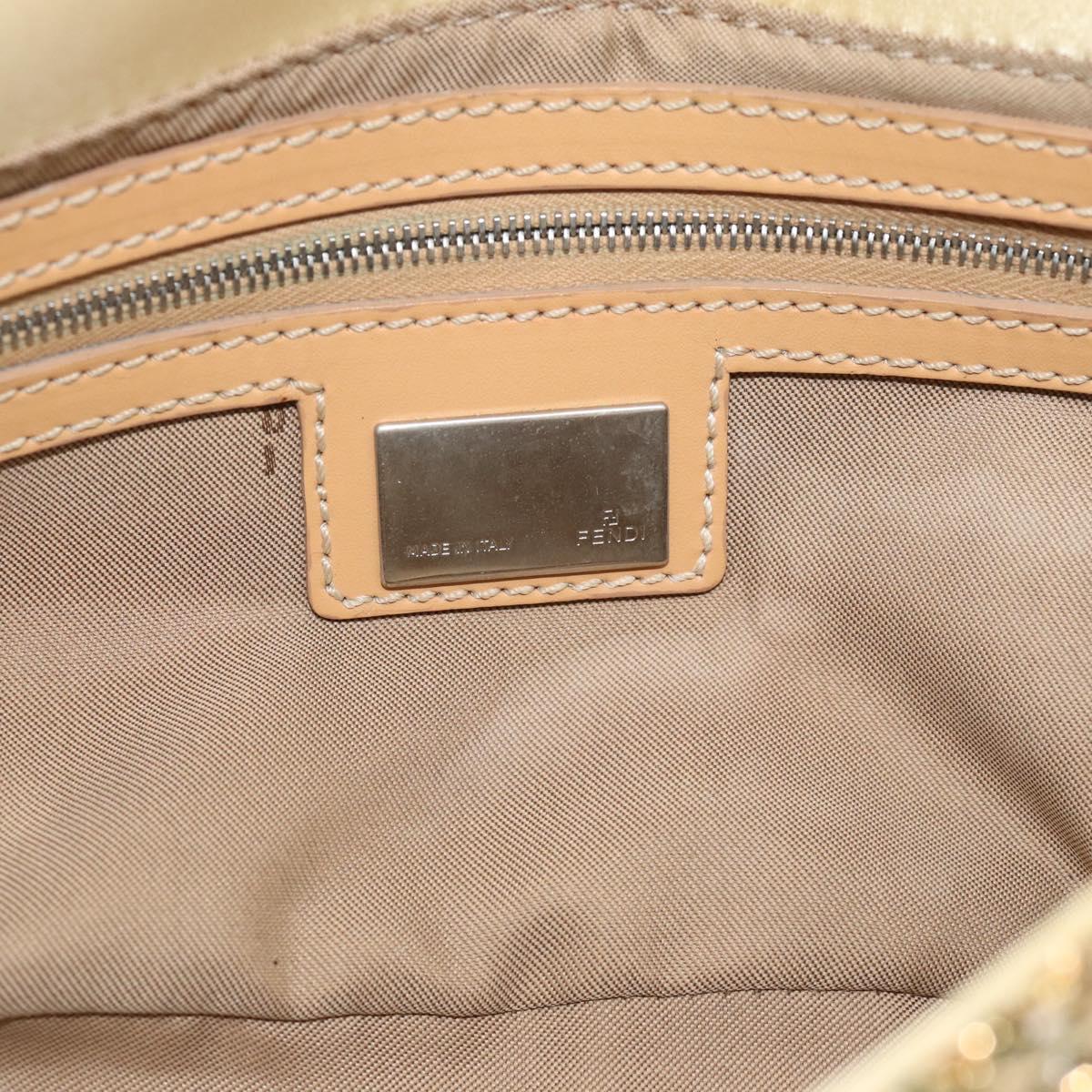 FENDI Tweed Beads Mamma Baguette Shoulder Bag Gold Silver 8BR000 Auth yk20672SAM