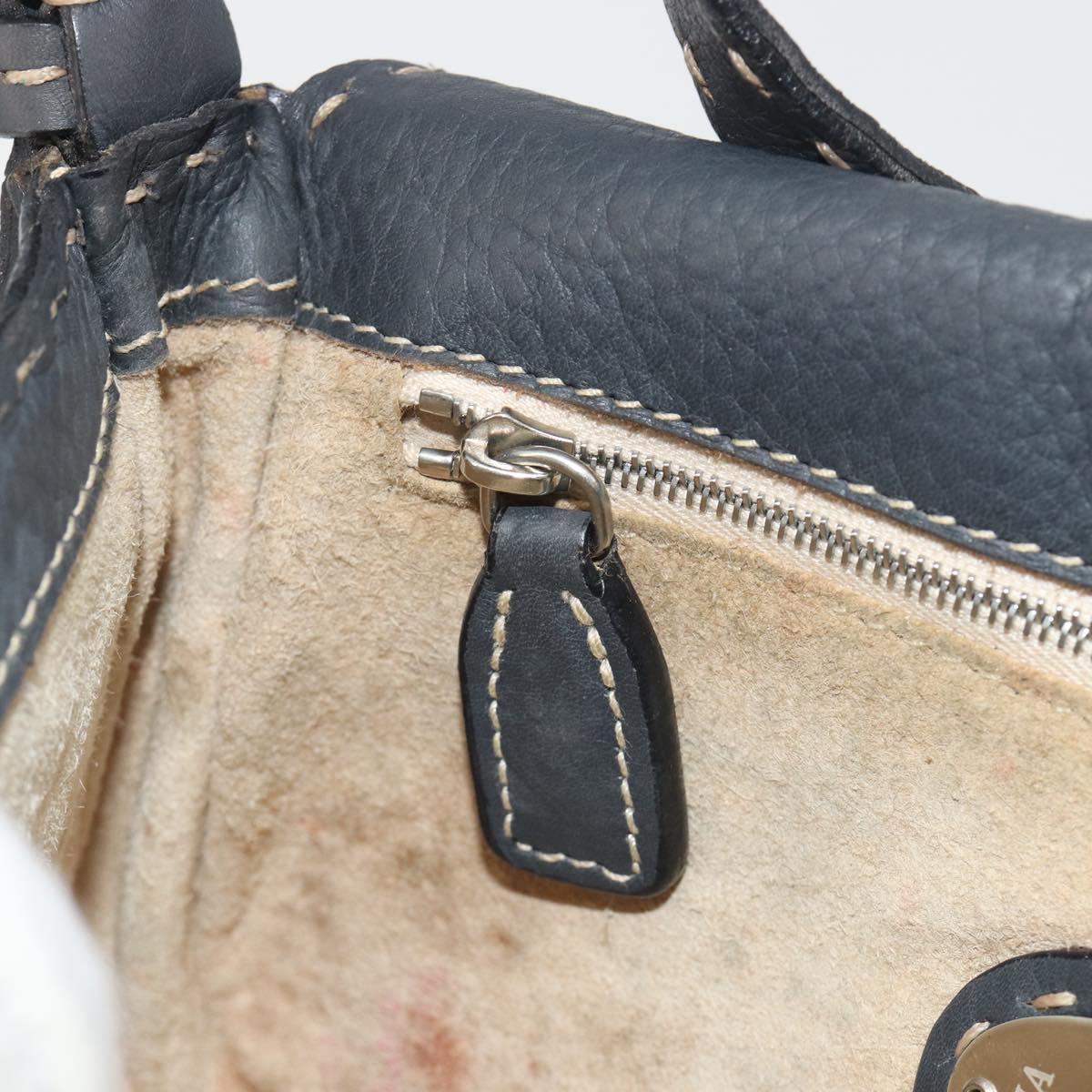 FENDI Celeria Mamma Baguette Shoulder Bag Leather Gray Silver Auth yk20674M