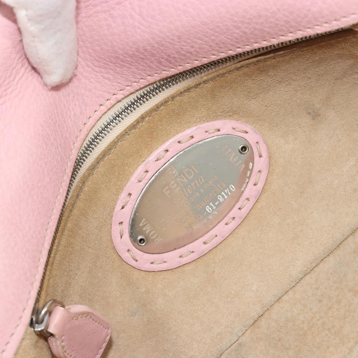 FENDI Celeria Mamma Baguette Shoulder Bag Leather Pink Silver Auth yk20675M