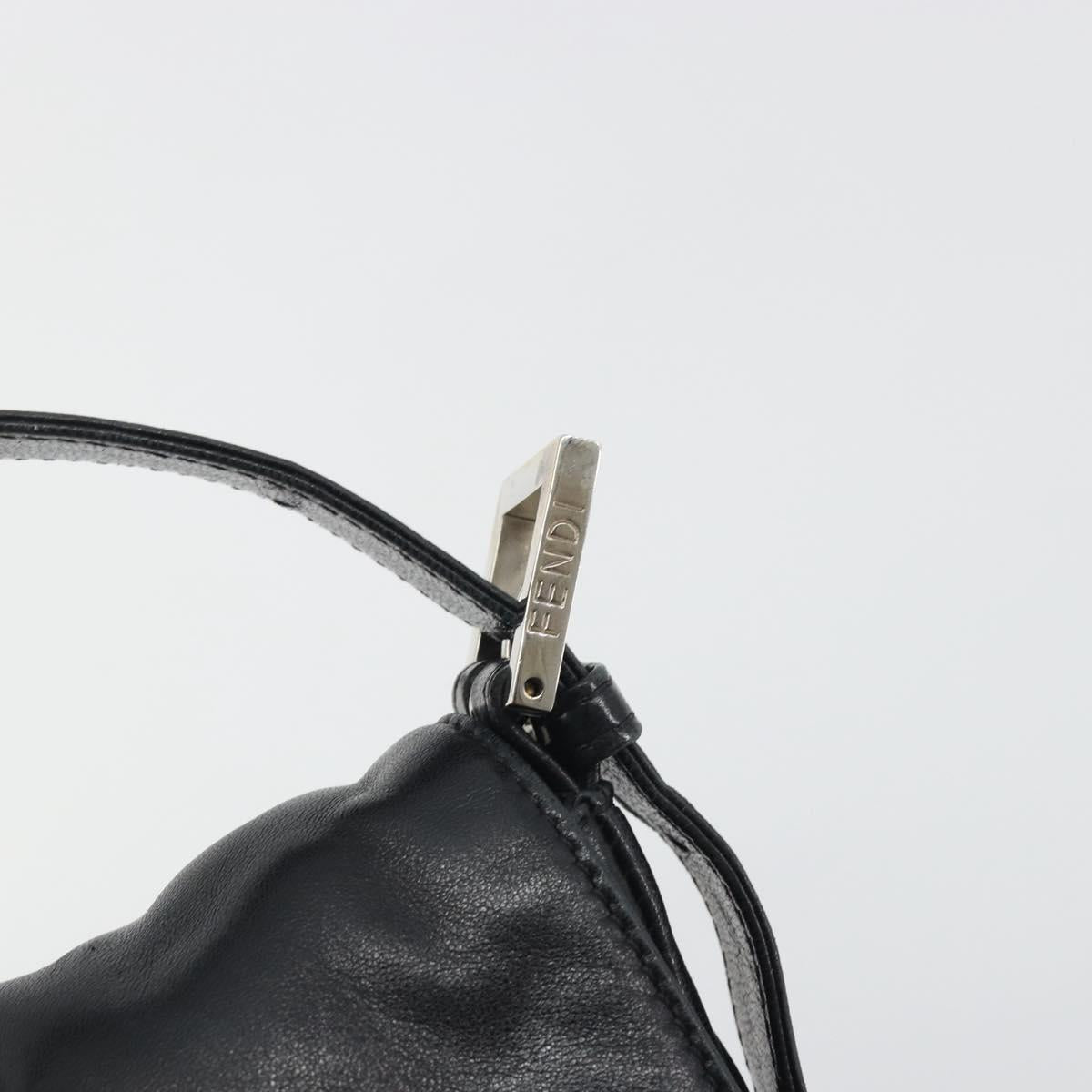 FENDI Mamma Baguette Shoulder Bag Leather Black Silver Auth yk20676SAM