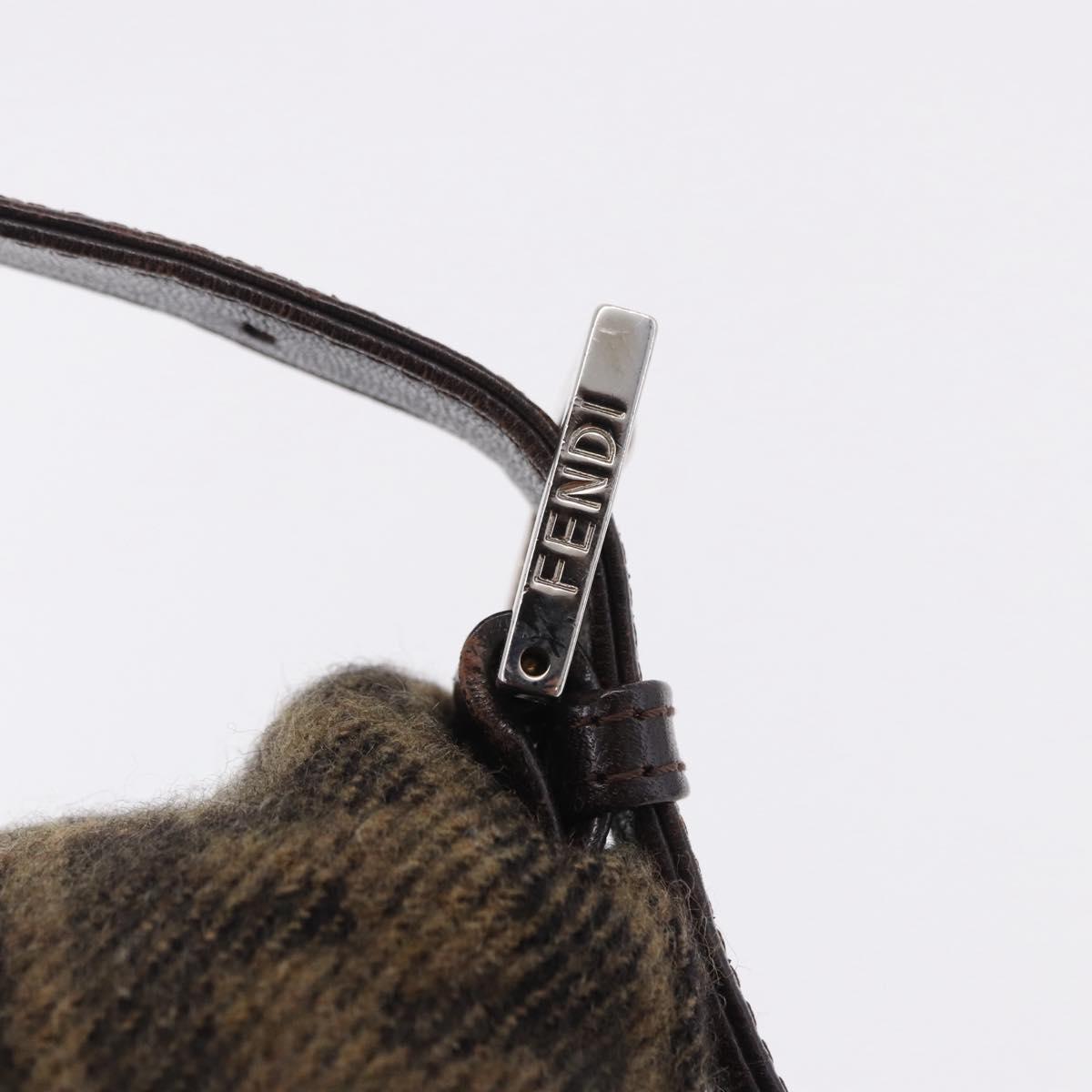 FENDI Zucca Mamma Baguette Shoulder Bag Wool Brown Silver Auth yk20677SAM