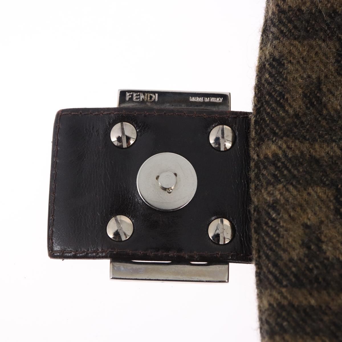 FENDI Zucca Mamma Baguette Shoulder Bag Wool Brown Silver Auth yk20677SAM