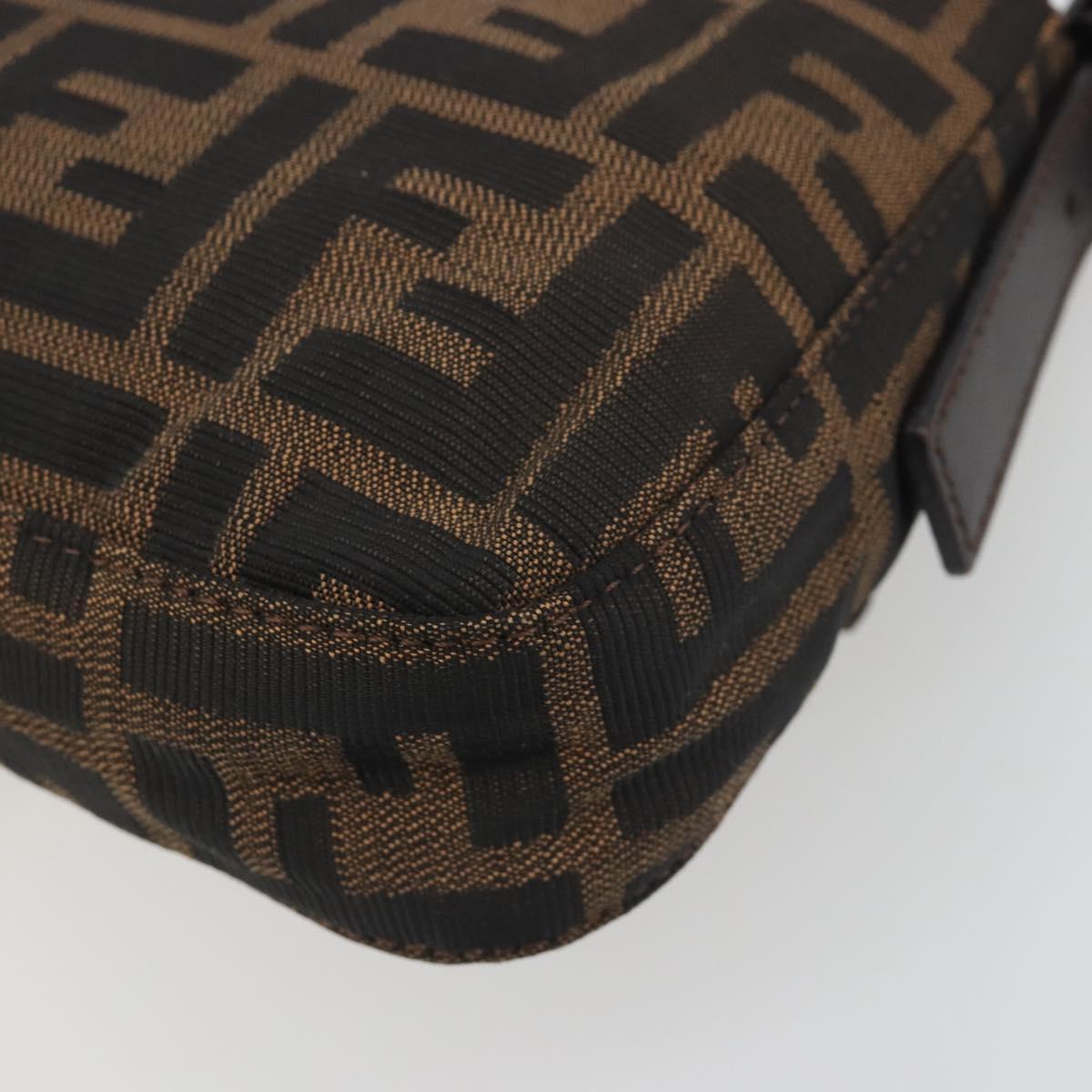 FENDI Zucca Canvas Mamma Baguette Shoulder Bag Brown Silver Auth yk20678SAM