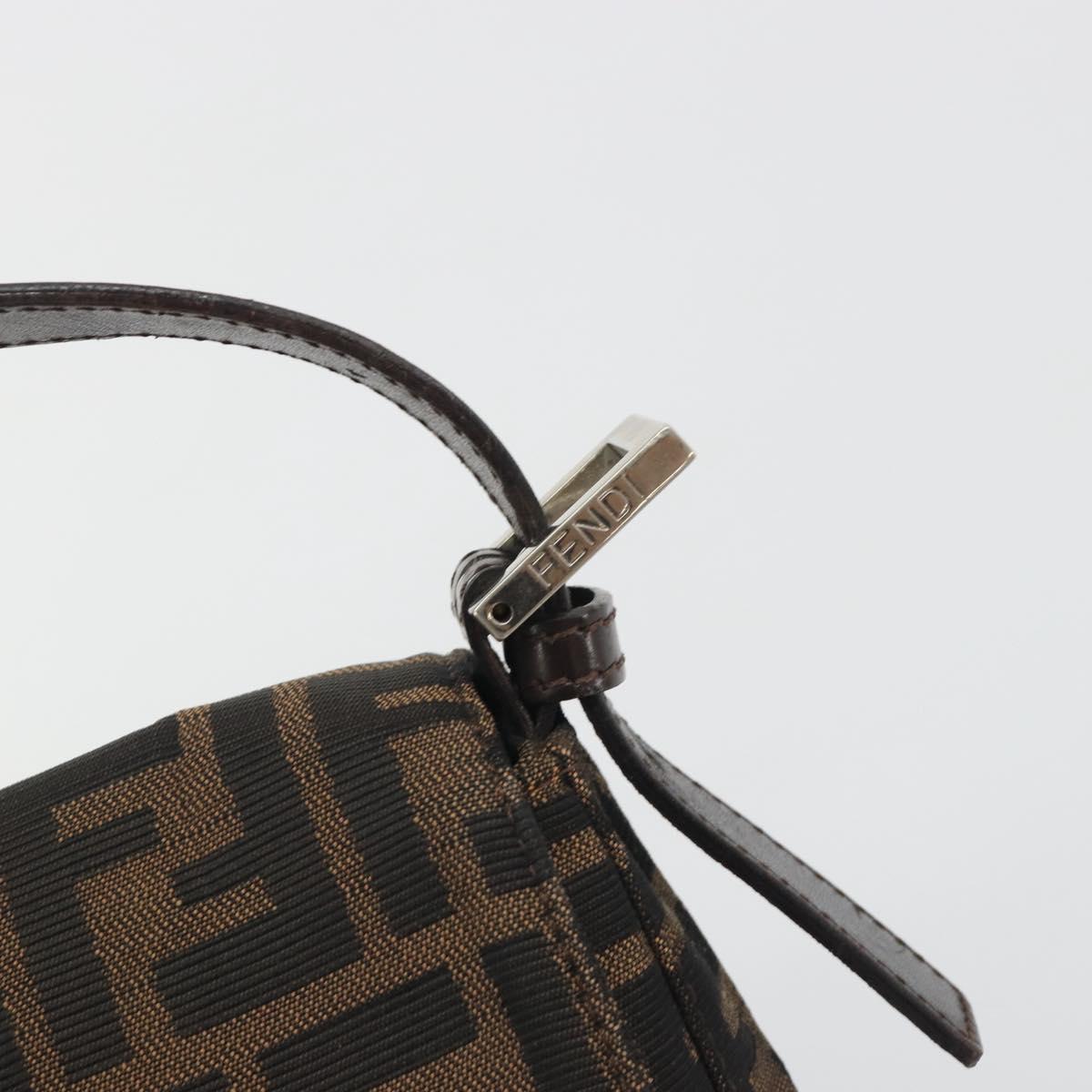 FENDI Zucca Canvas Mamma Baguette Shoulder Bag Brown Silver Auth yk20678SAM