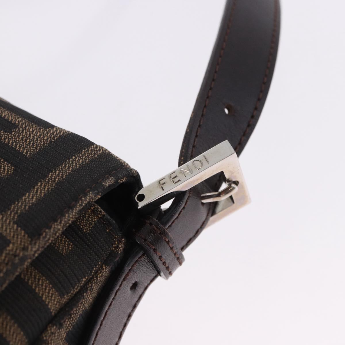 FENDI Zucca Canvas Mamma Baguette Shoulder Bag Brown Silver Auth yk20680SAM