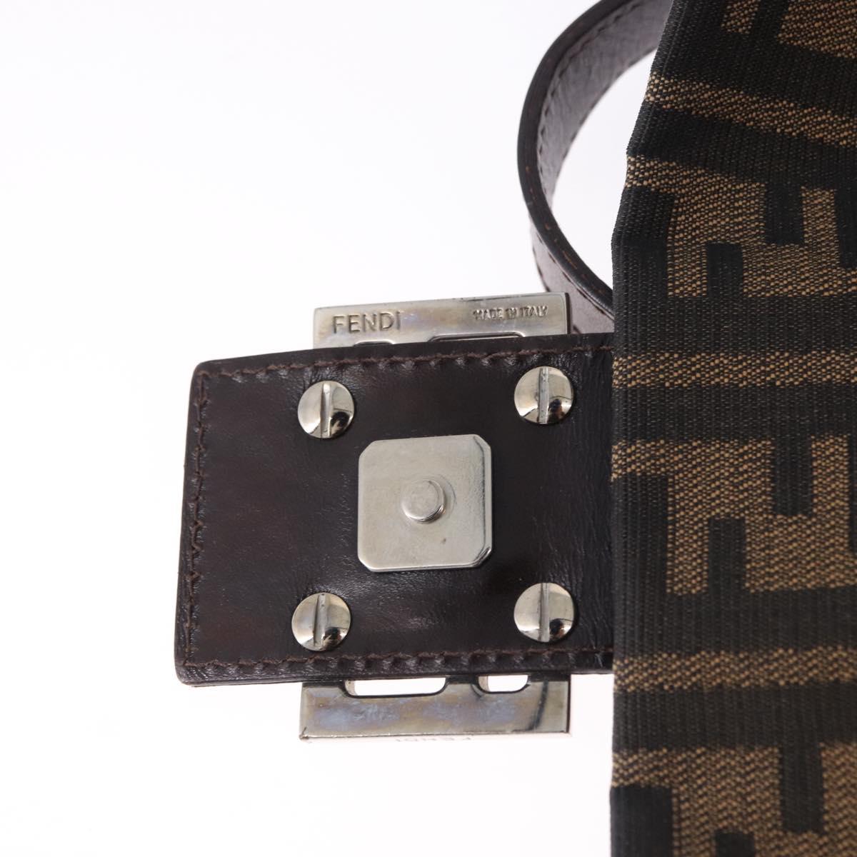 FENDI Zucca Canvas Mamma Baguette Shoulder Bag Brown Silver Auth yk20680SAM