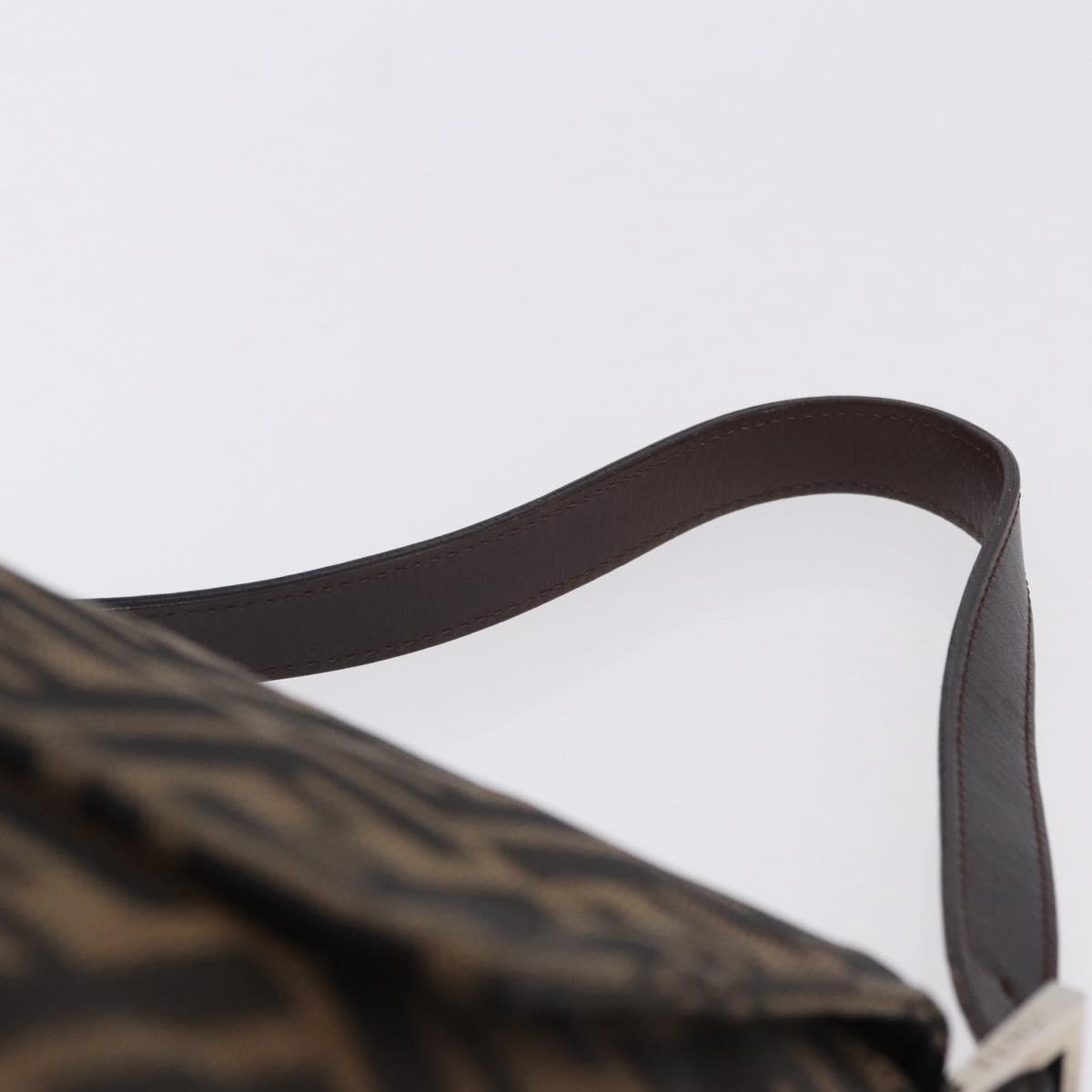 FENDI Zucca Canvas Mamma Baguette Shoulder Bag Brown Silver Auth yk20680SAM