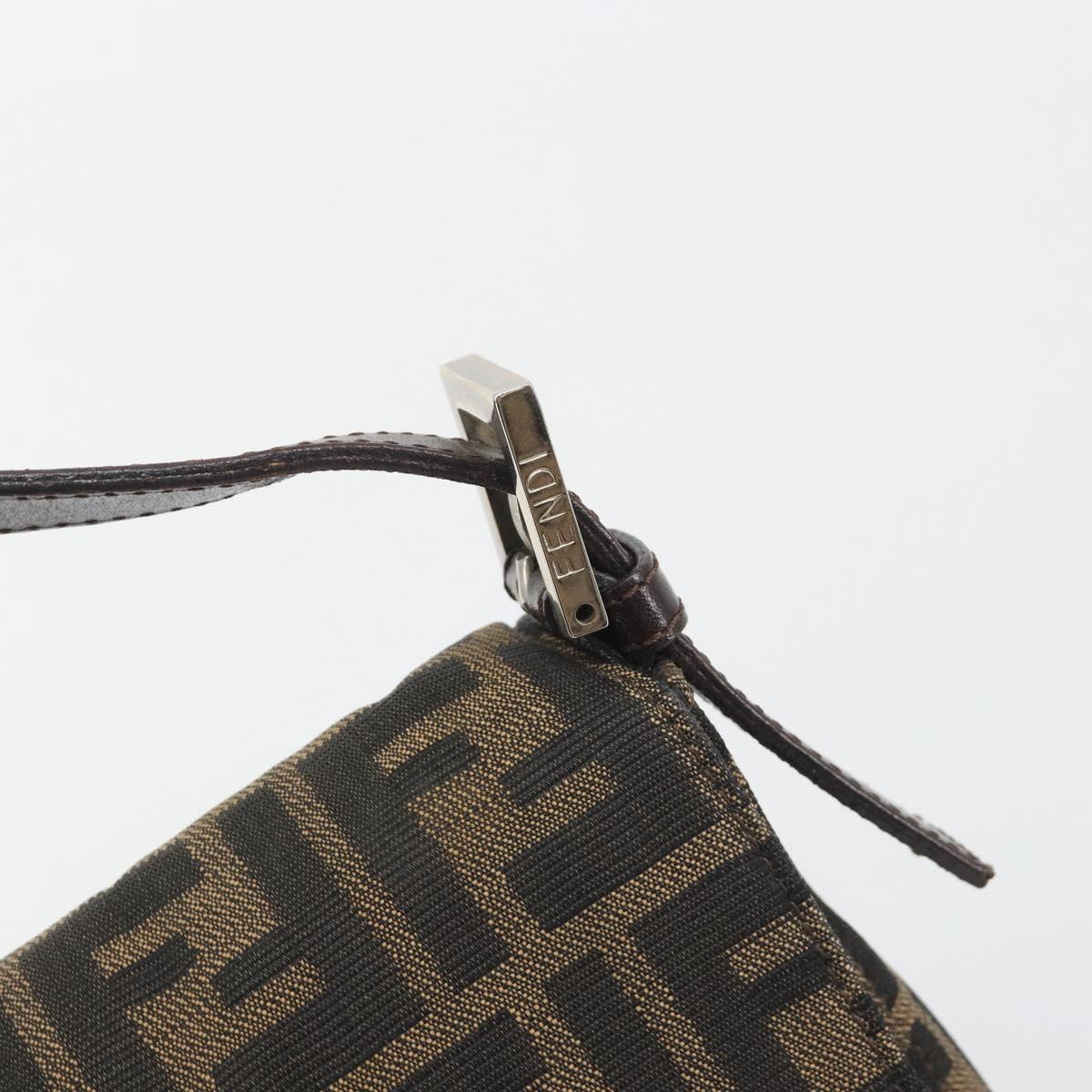FENDI Zucca Canvas Mamma Baguette Shoulder Bag Brown Silver Auth yk20681SAM