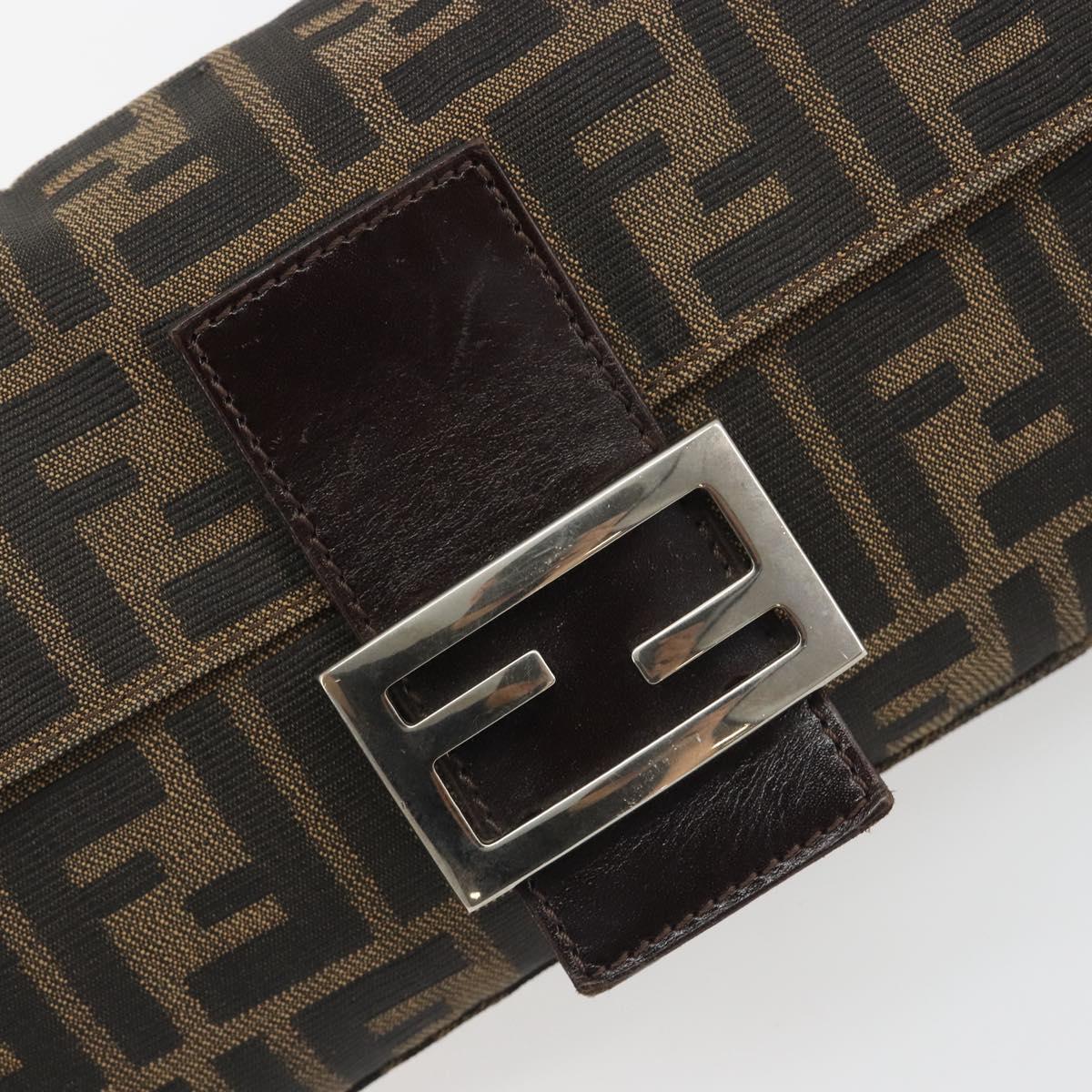 FENDI Zucca Canvas Mamma Baguette Shoulder Bag Brown Silver Auth yk20681SAM