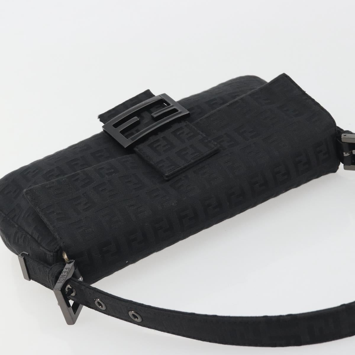 FENDI Zucchino Canvas Mamma Baguette Shoulder Bag Black 8BR000 Auth yk20682SAM