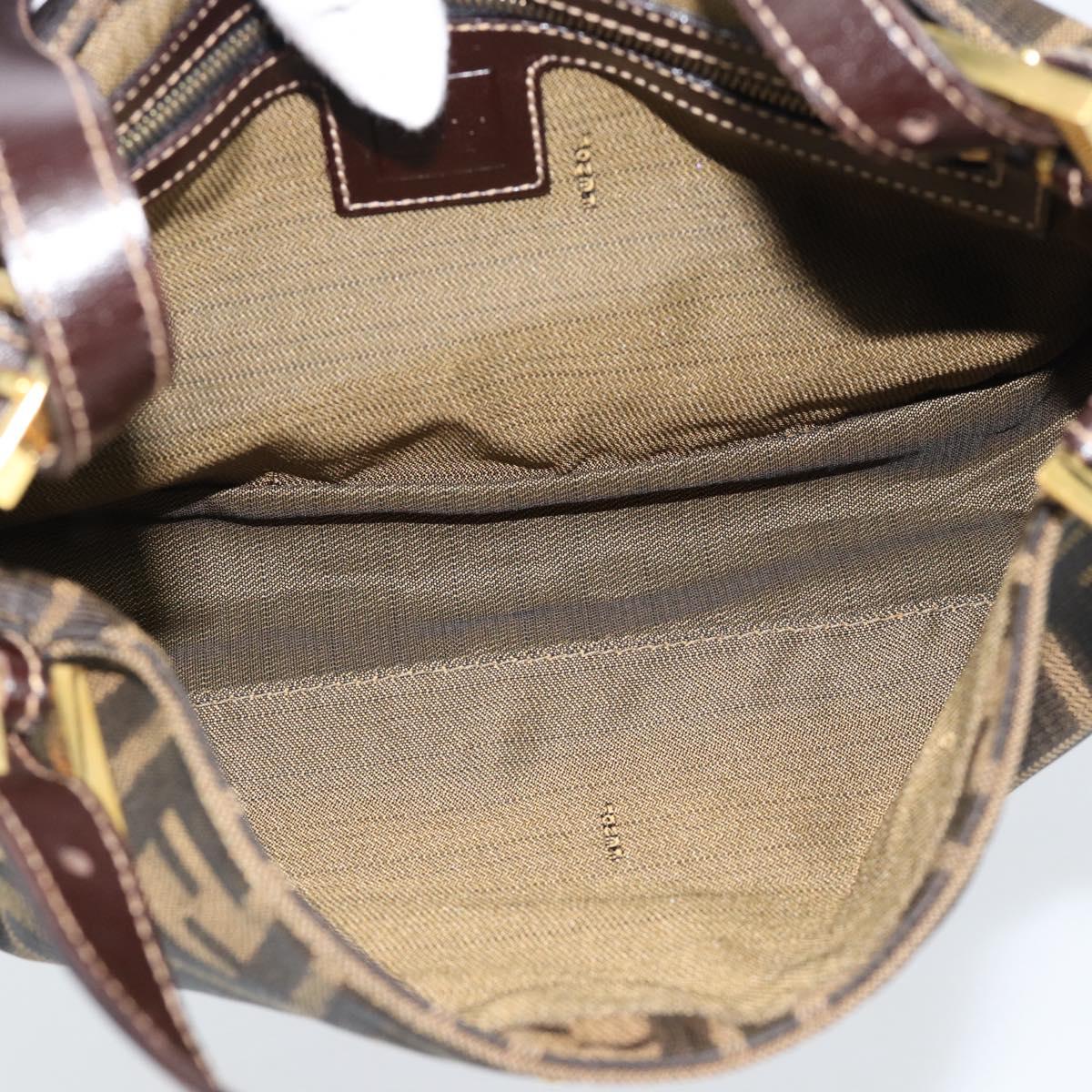 FENDI Zucca Canvas Hand Bag Brown Gold Tone Auth yk20683SAM