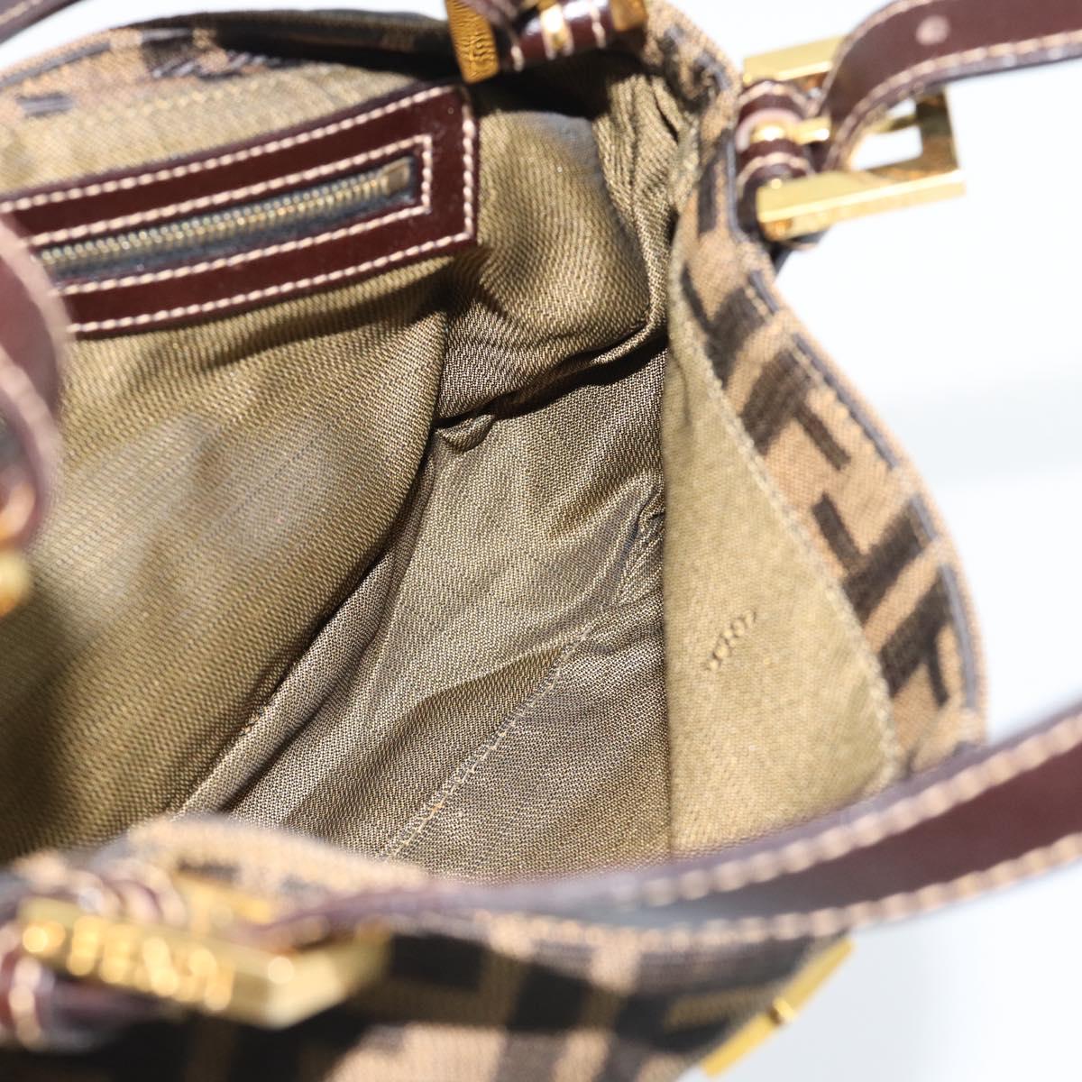 FENDI Zucca Canvas Hand Bag Brown Gold Tone Auth yk20683SAM