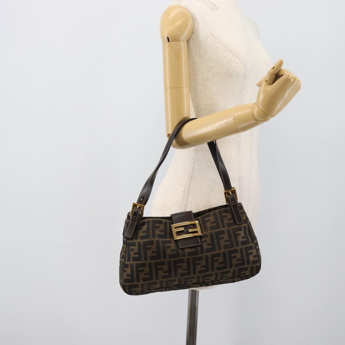 FENDI Zucca Canvas Hand Bag Brown Gold Tone Auth yk20683SAM