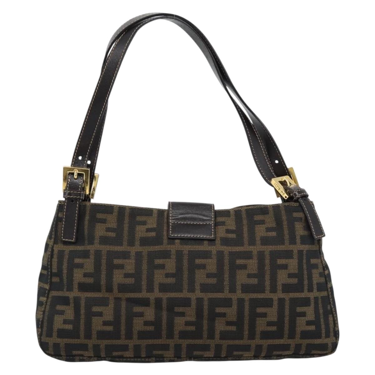 FENDI Zucca Canvas Hand Bag Brown Gold Tone Auth yk20683SAM