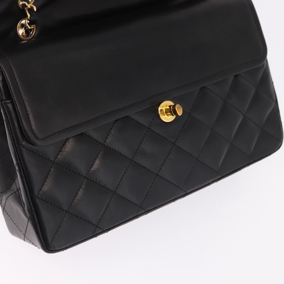 CHANEL Matelasse 28 Chain Hand Bag Lamb Skin Paris Limited Black Auth yk20684SAM
