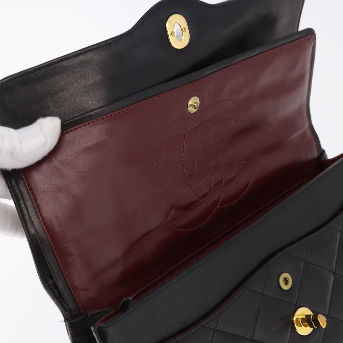 CHANEL Matelasse 28 Chain Hand Bag Lamb Skin Paris Limited Black Auth yk20684SAM